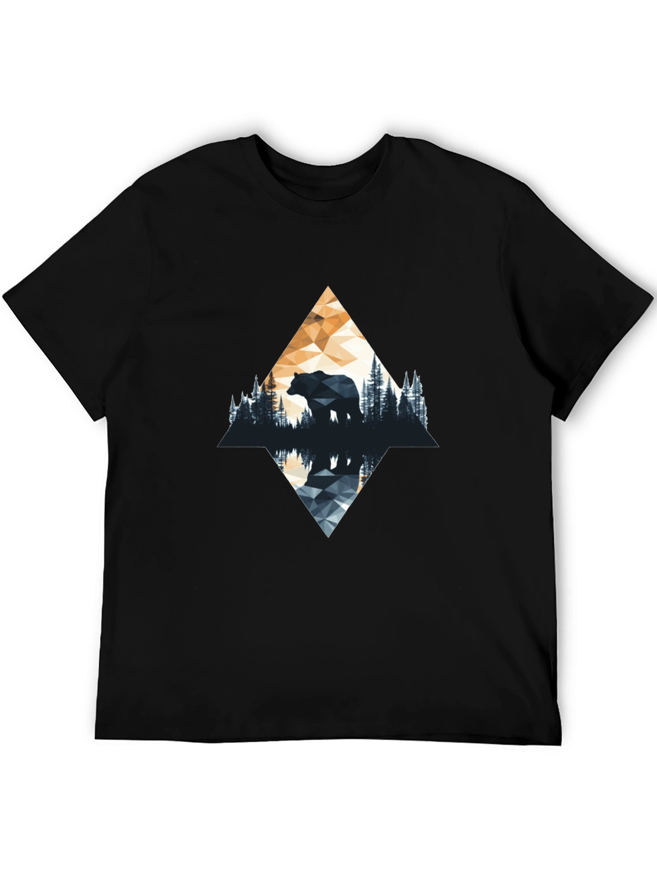 Black Geometric Bear Graphic T-Shirt - Nature Inspired view 5