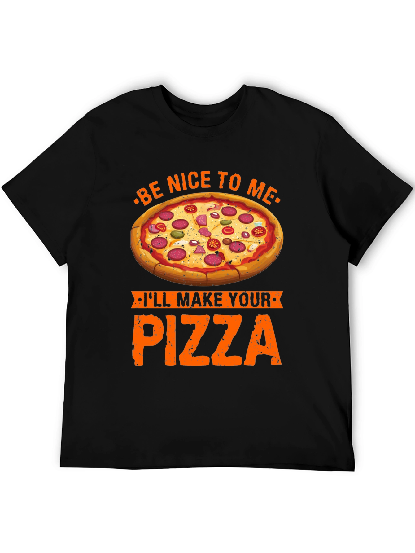 Black Funny Pizza Maker T-Shirt - Be Nice, I'll Make Your Pizza view 5