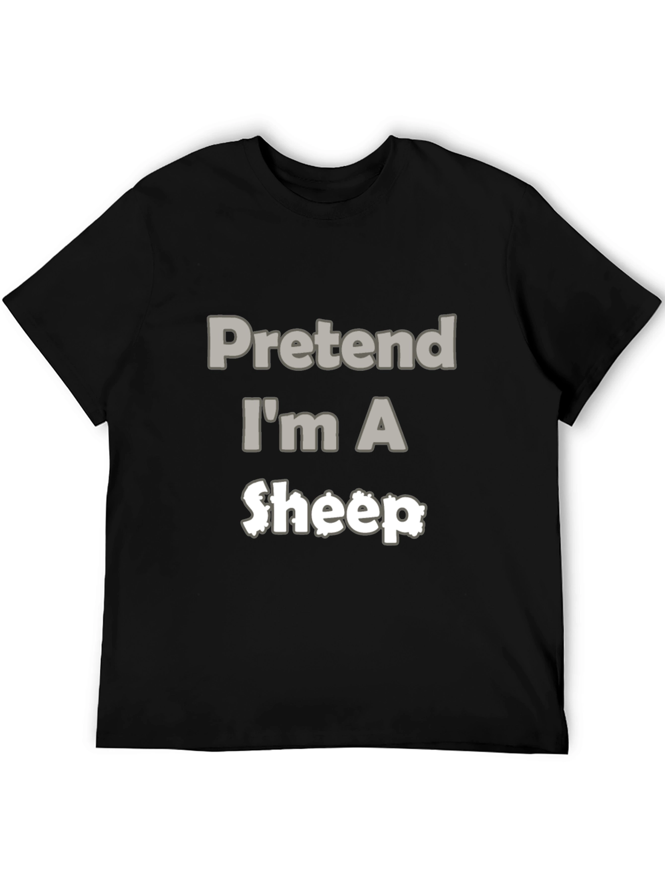 Black Pretend I'm A Sheep Black T-Shirt view 5