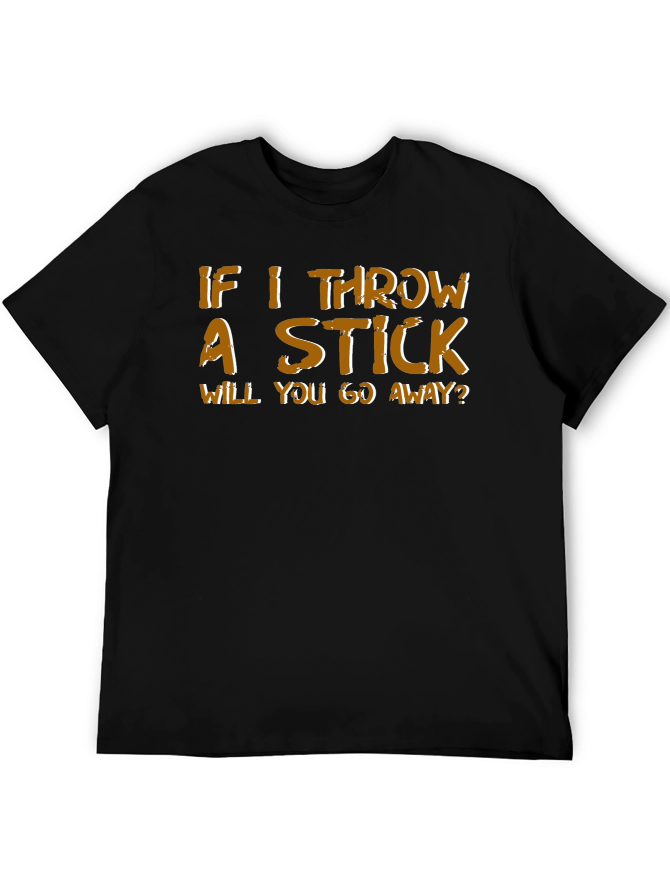 Black Humorous 'If I Throw a Stick' Graphic Tee view 5