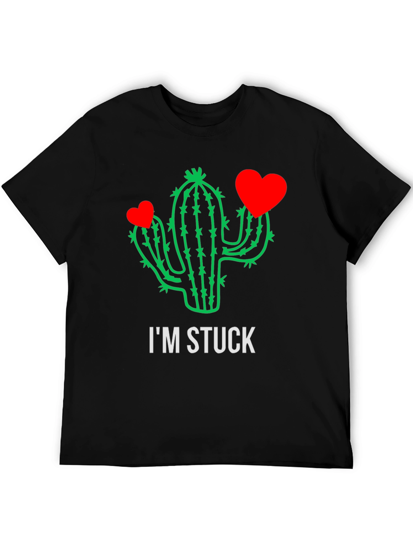 Black I'm Stuck Cactus T-Shirt - Funny Graphic Tee view 5