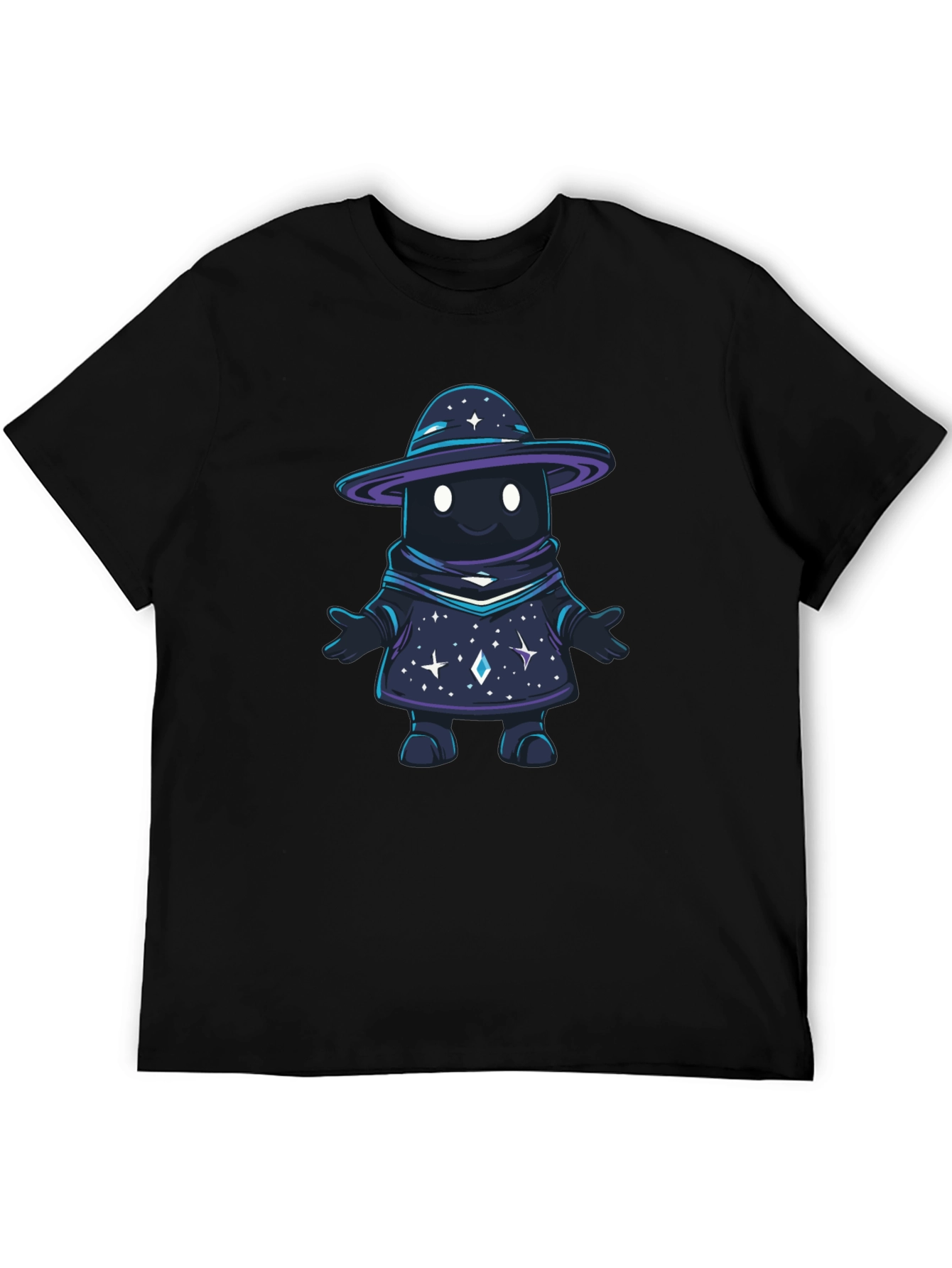 Black Galaxy Wizard Graphic T-Shirt - Unisex Black Tee view 5