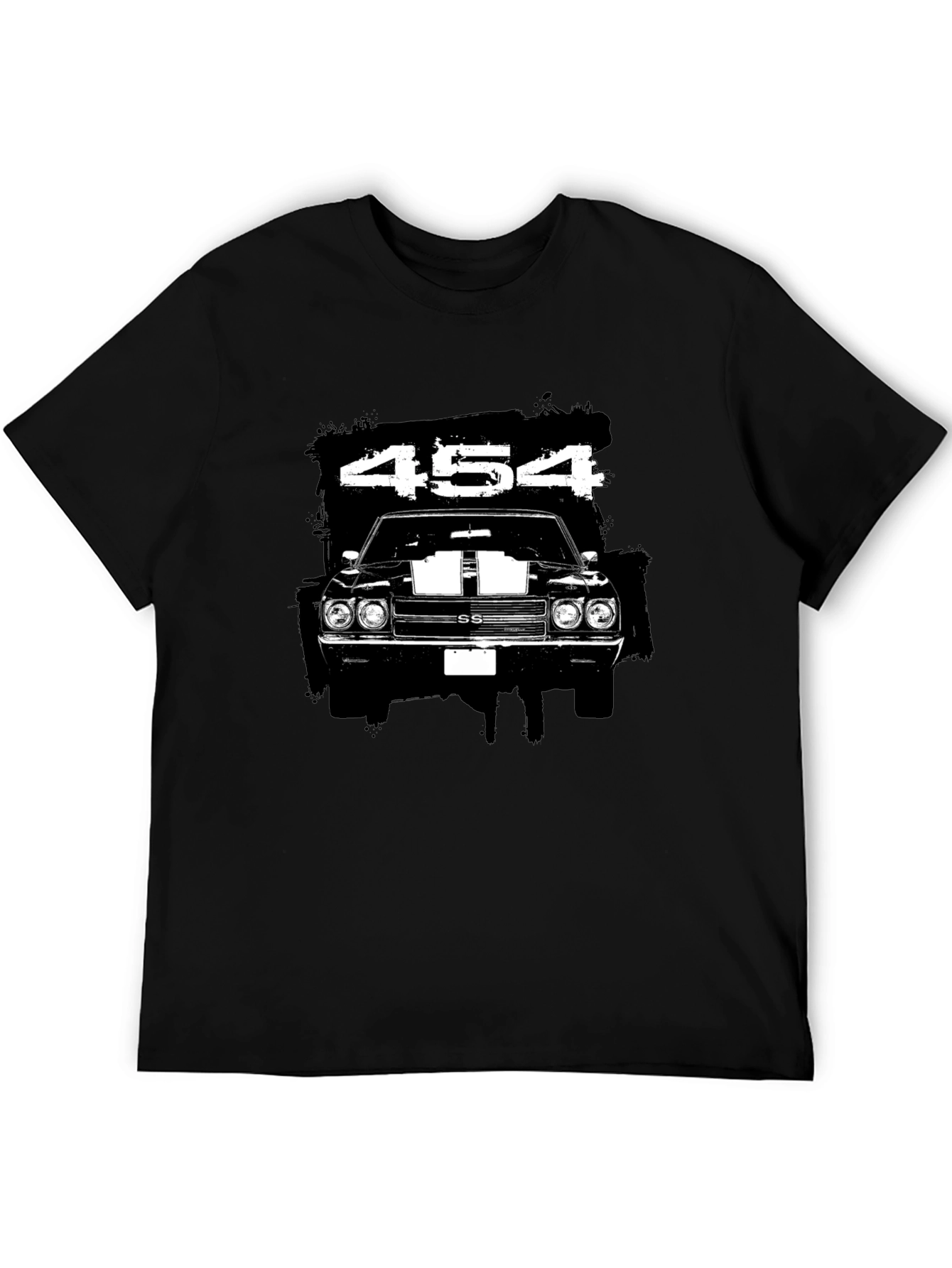 Black 454 Muscle Car Graphic Black T-Shirt view 5
