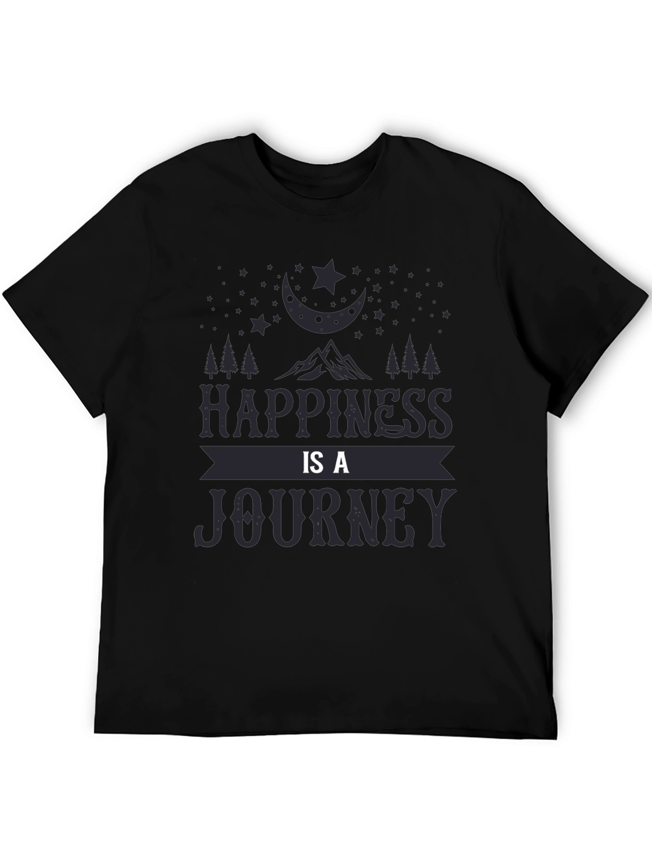 Black Happiness Is A Journey Black T-Shirt view 5
