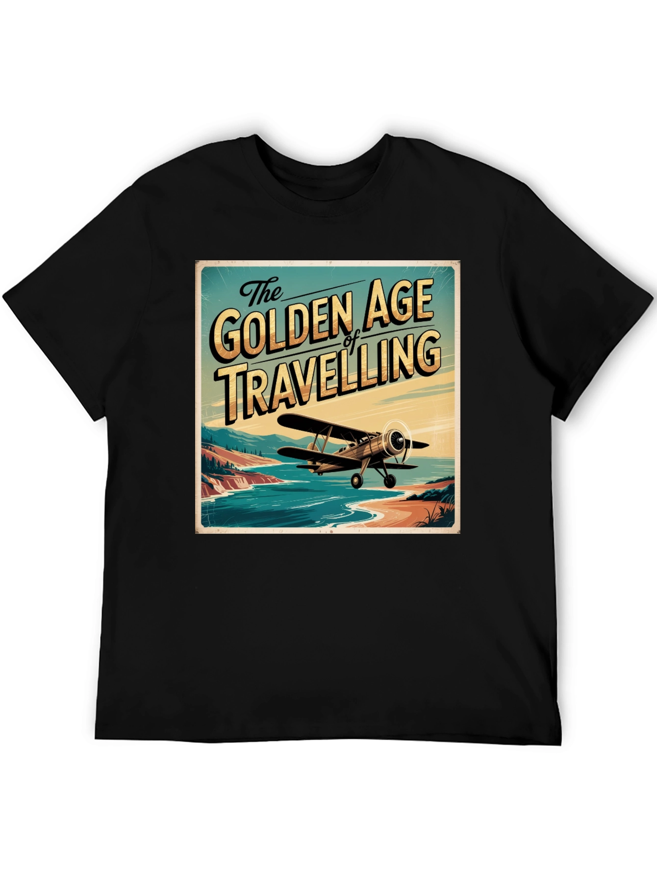 Black Golden Age of Travelling Graphic Tee view 5