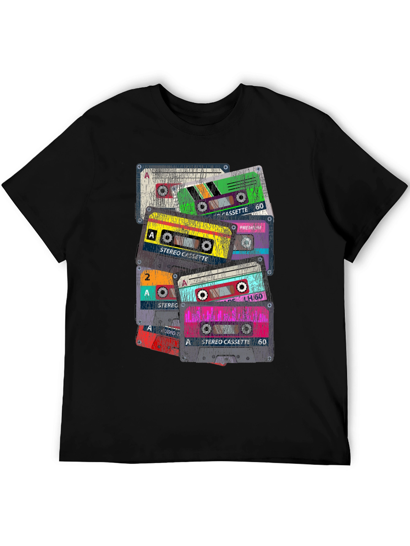 Black Retro Cassette Tape Graphic T-Shirt view 5