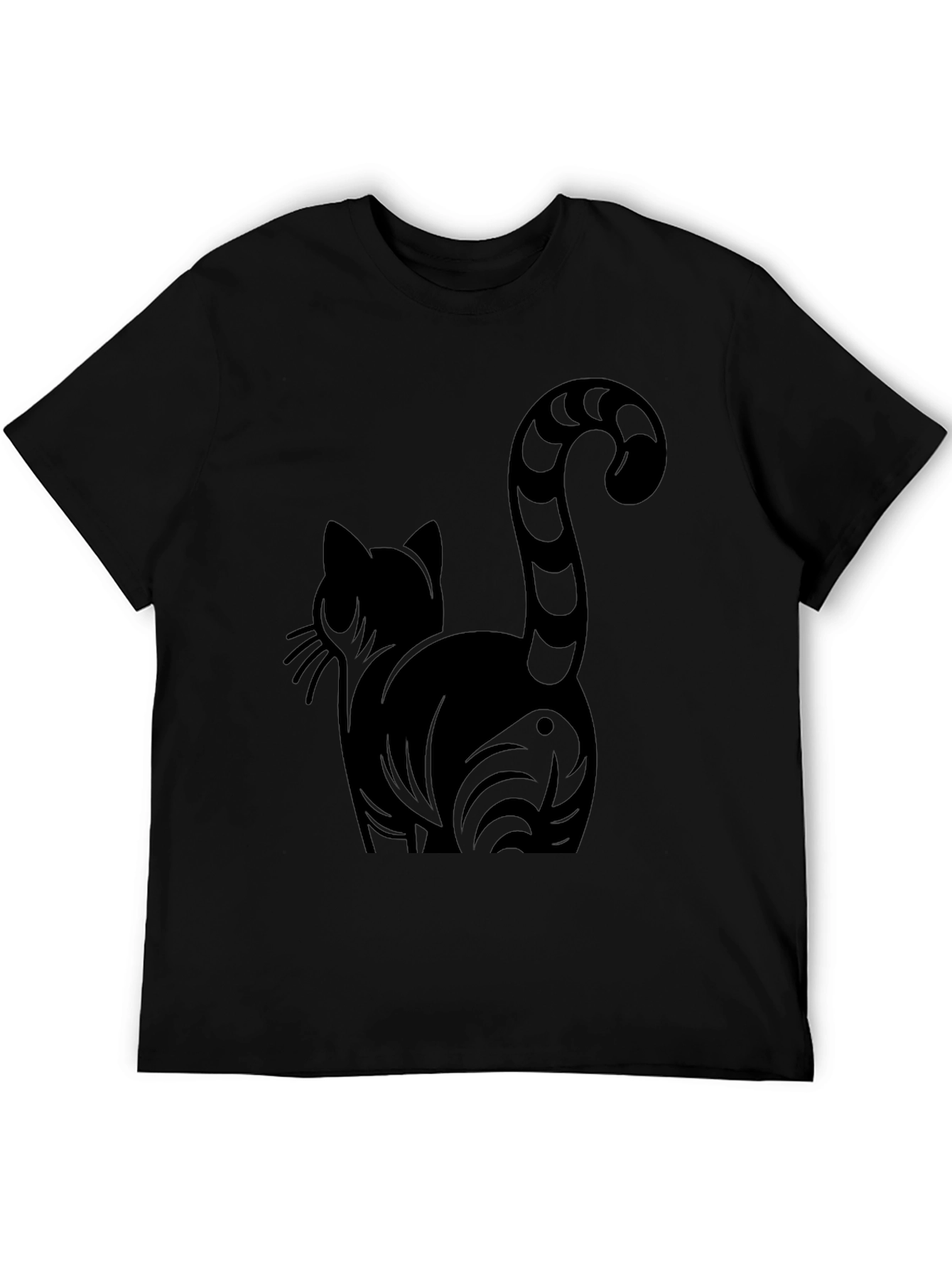 Black Stylish Black Cat Graphic Tee view 5