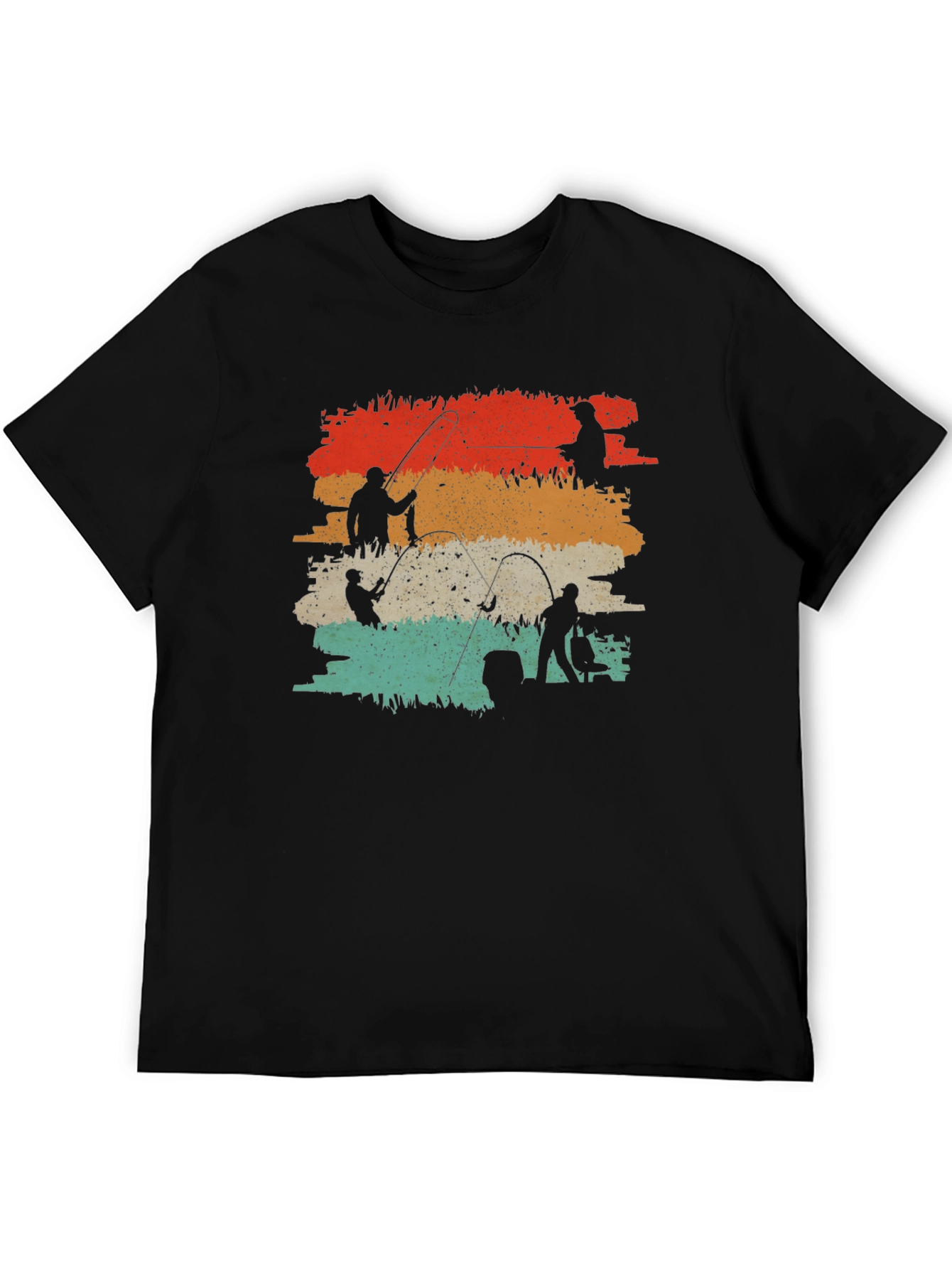 Black Vintage Fishing Silhouette Graphic Tee view 5