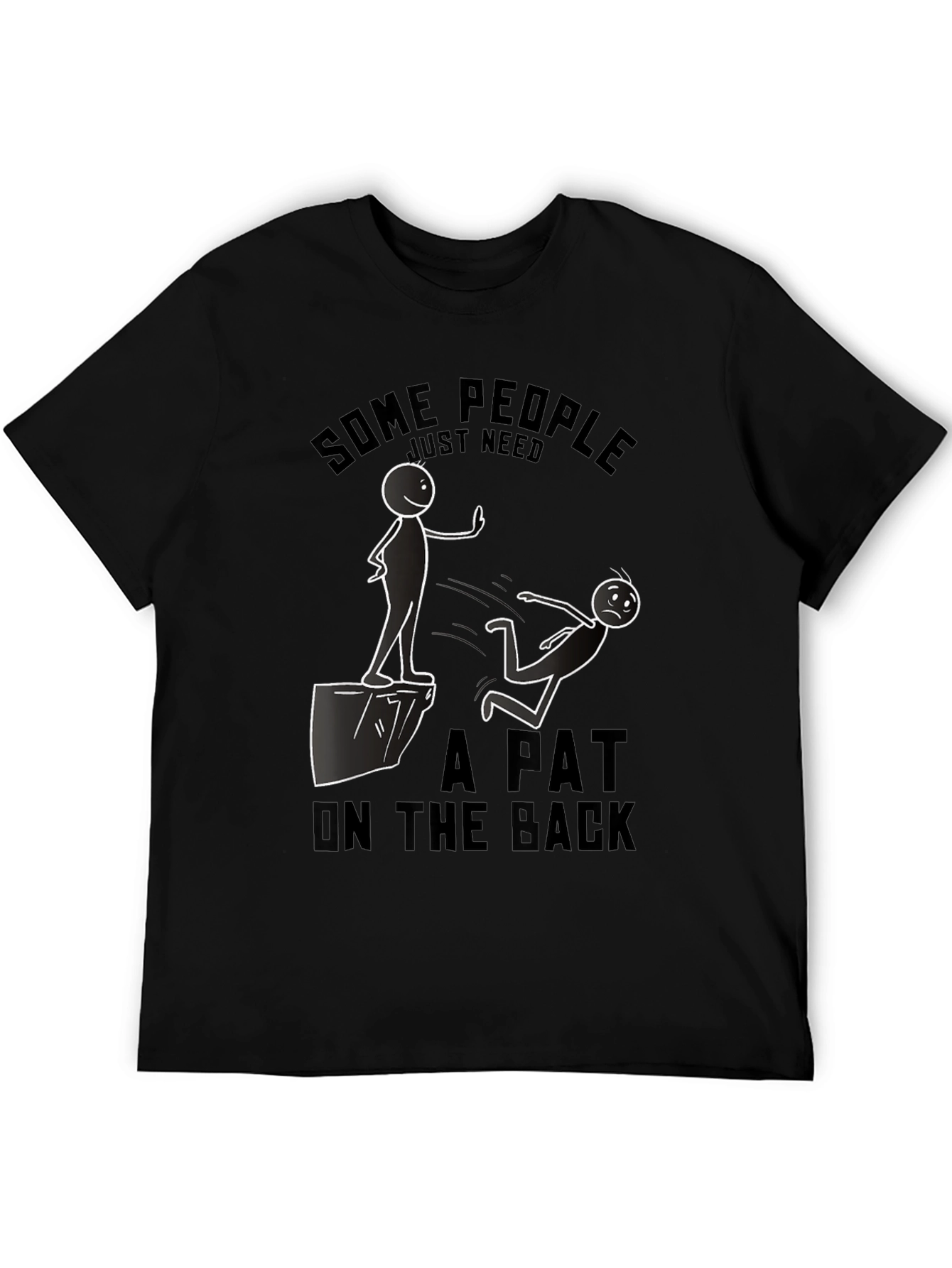 Black Humorous "A Pat on the Back" Graphic T-Shirt view 5