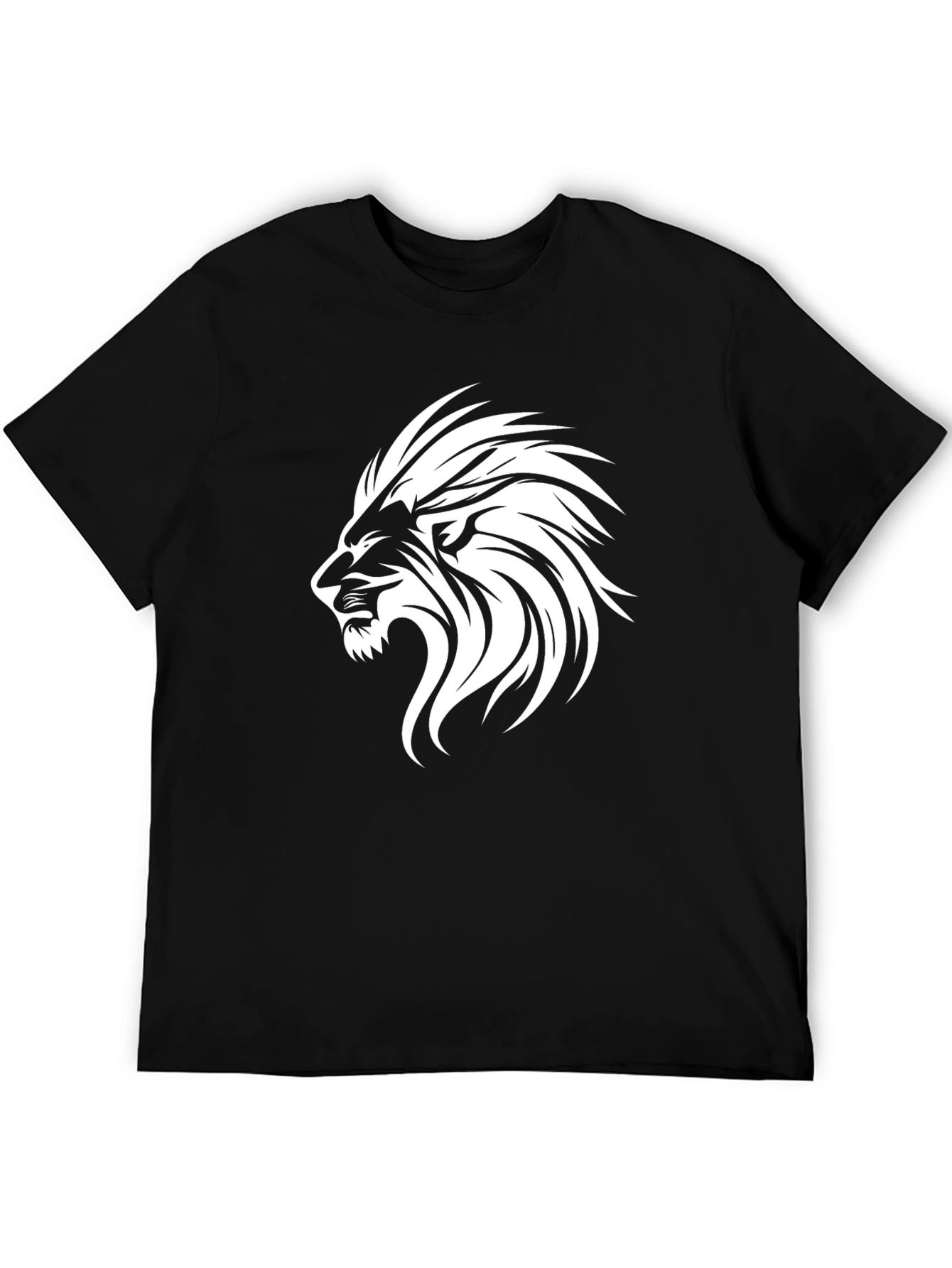 Black Bold Lion Graphic Print Men's Black T-Shirt view 5