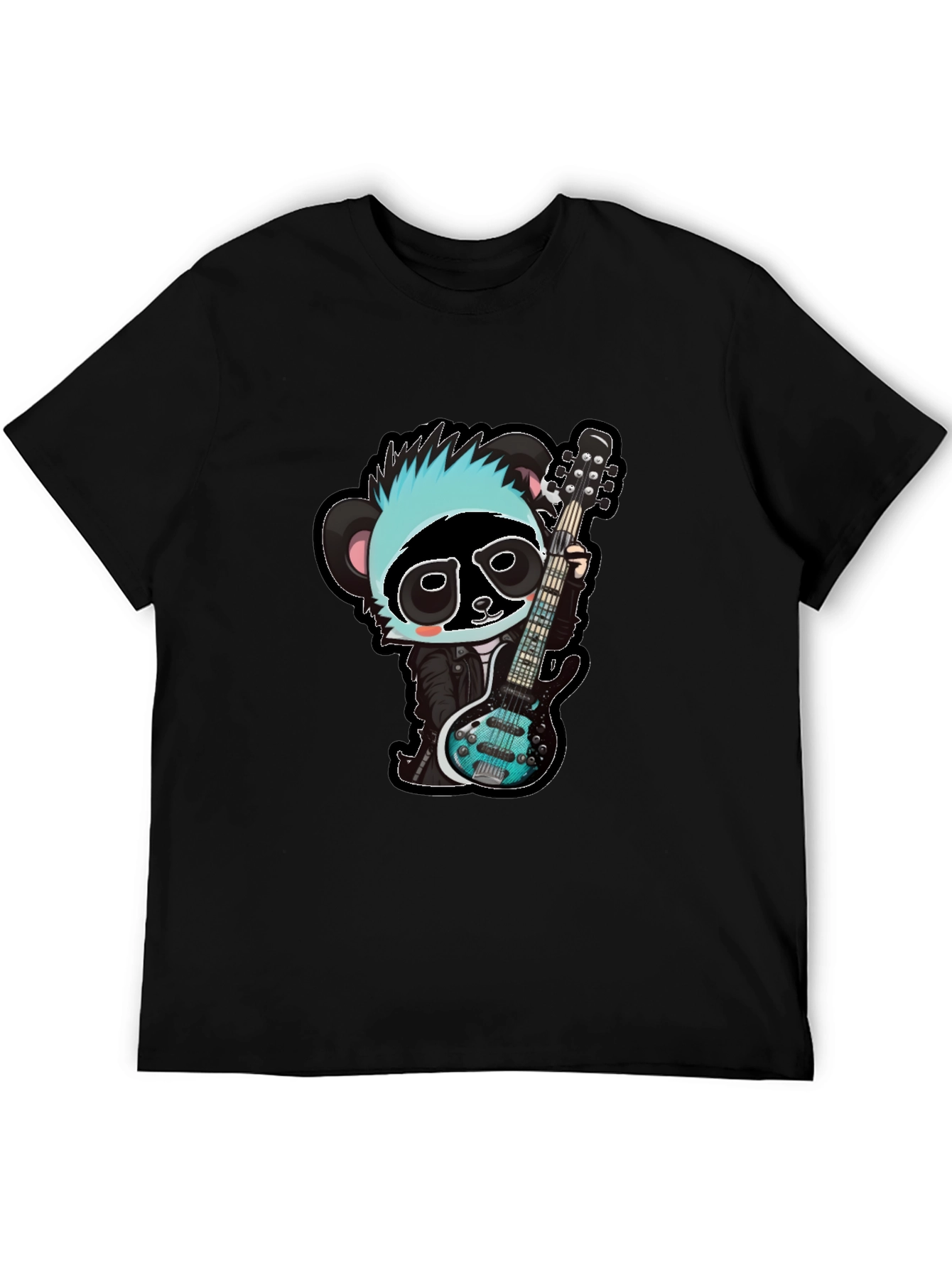Black Rockin' Panda Graphic Tee - Black Unisex T-Shirt view 5