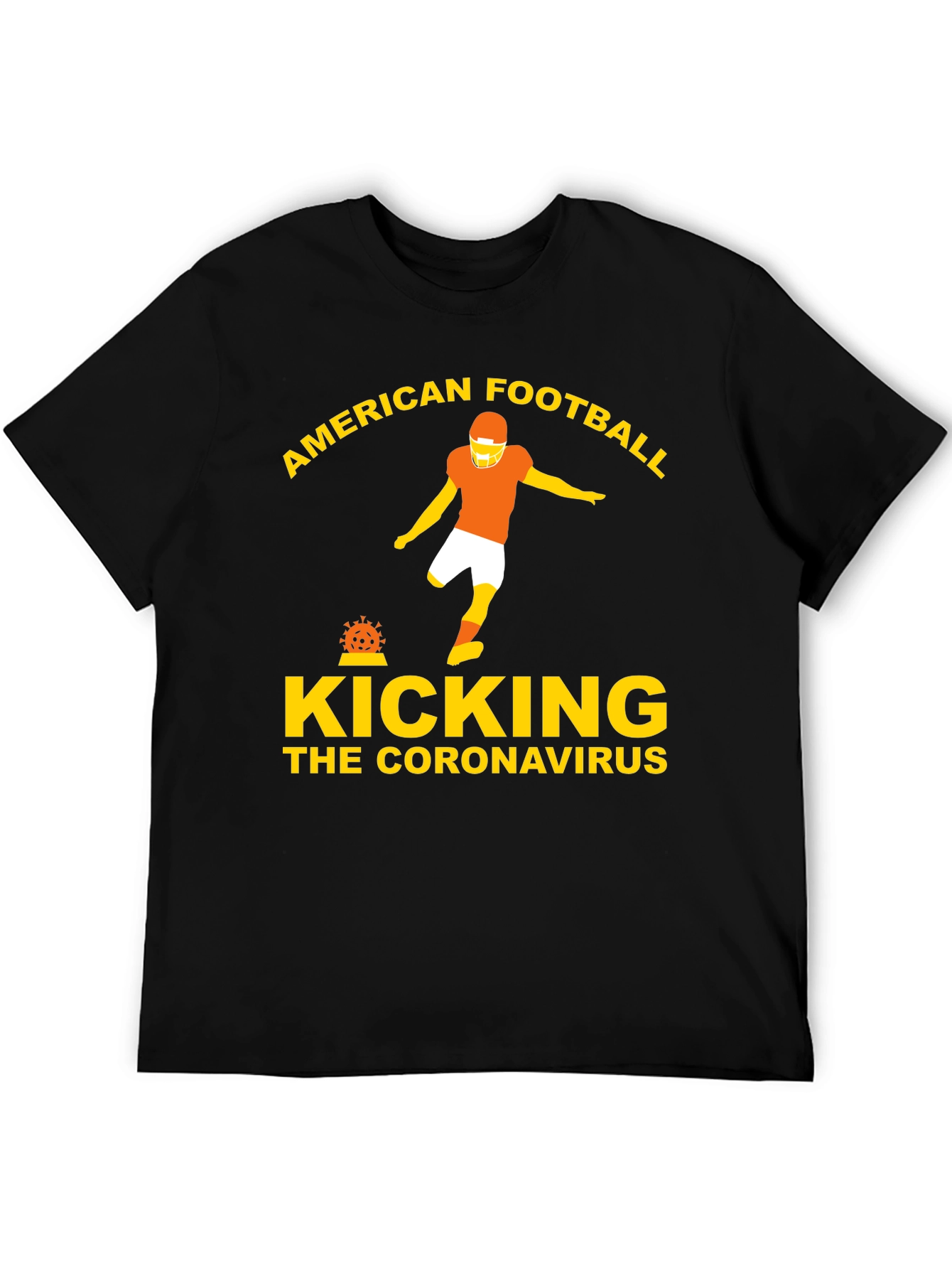 Black American Football Kicking Coronavirus Graphic Tee view 5