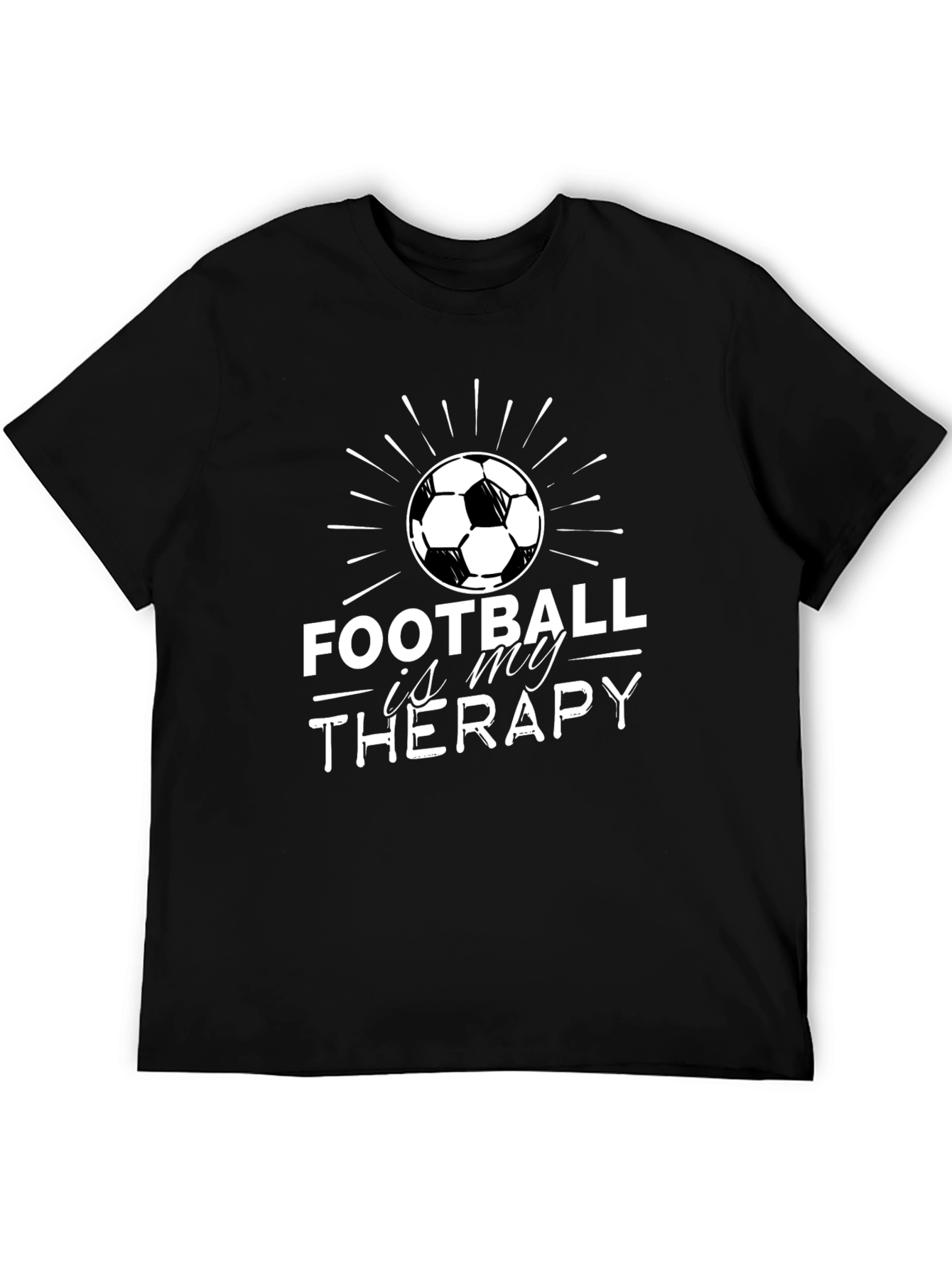 Black Football is My Therapy T-Shirt - Black view 5