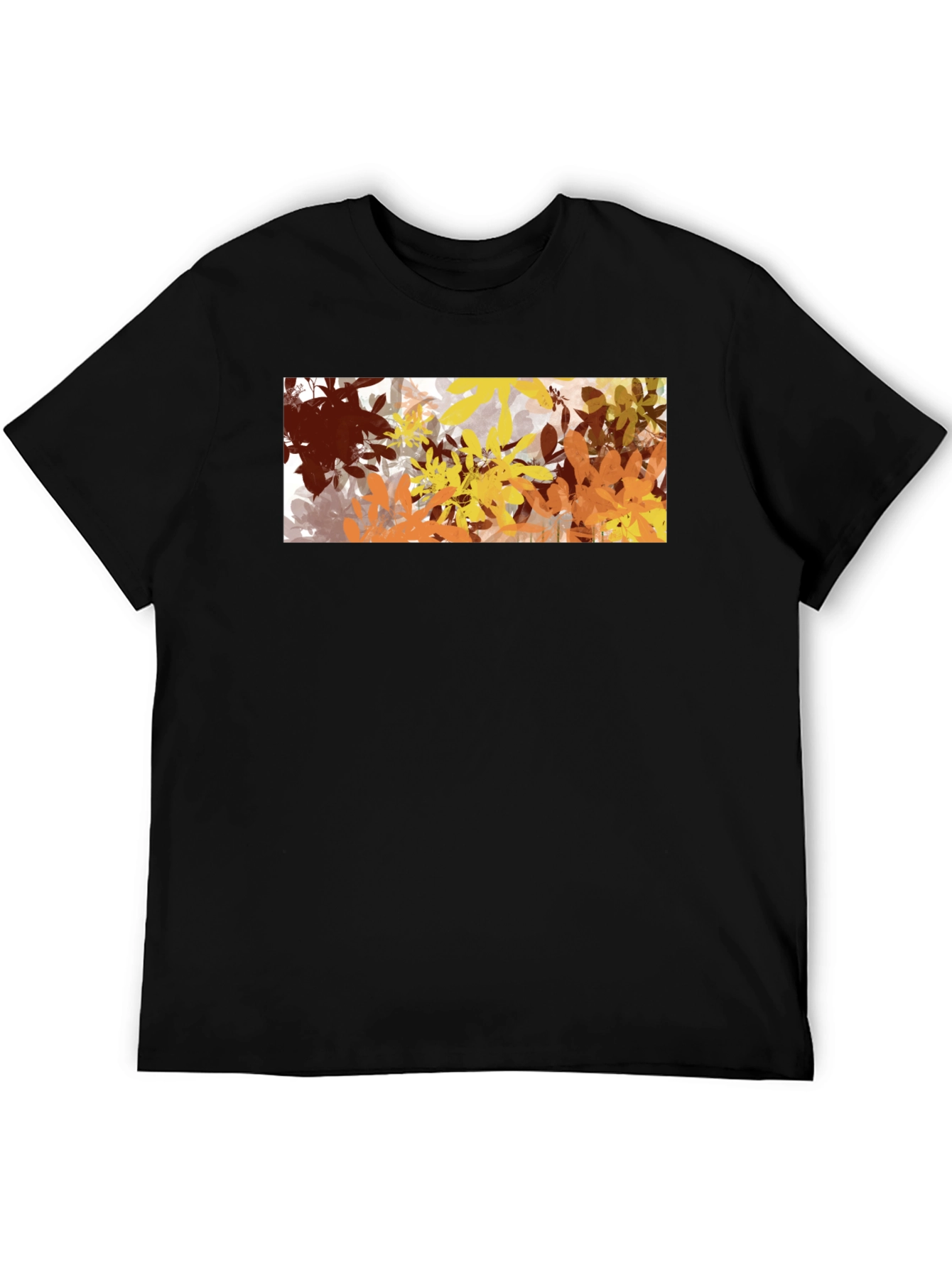 Black Abstract Autumn Leaves Graphic Black T-Shirt view 5