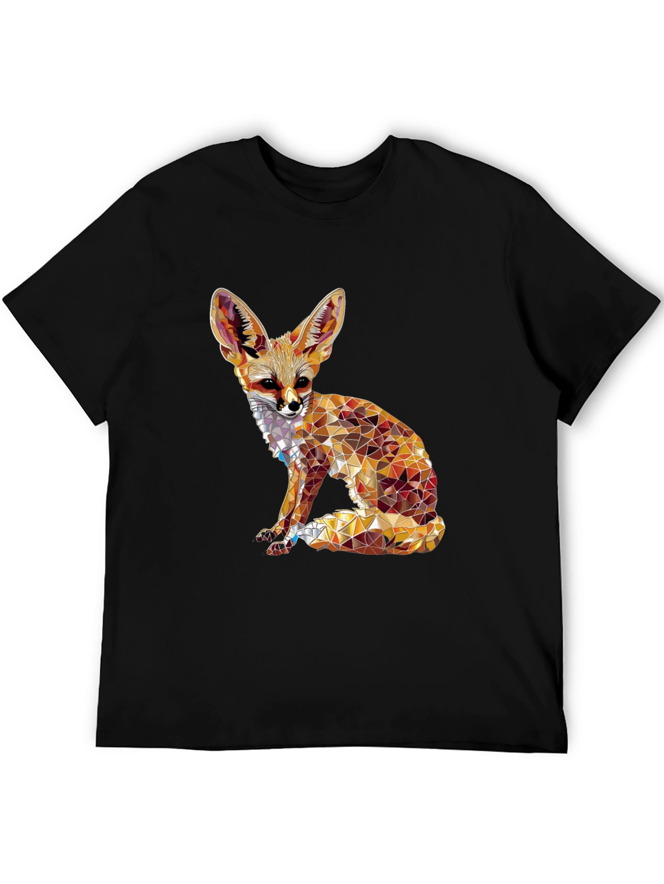 Black Geometric Fox Graphic Tee - Unique Animal Design view 5
