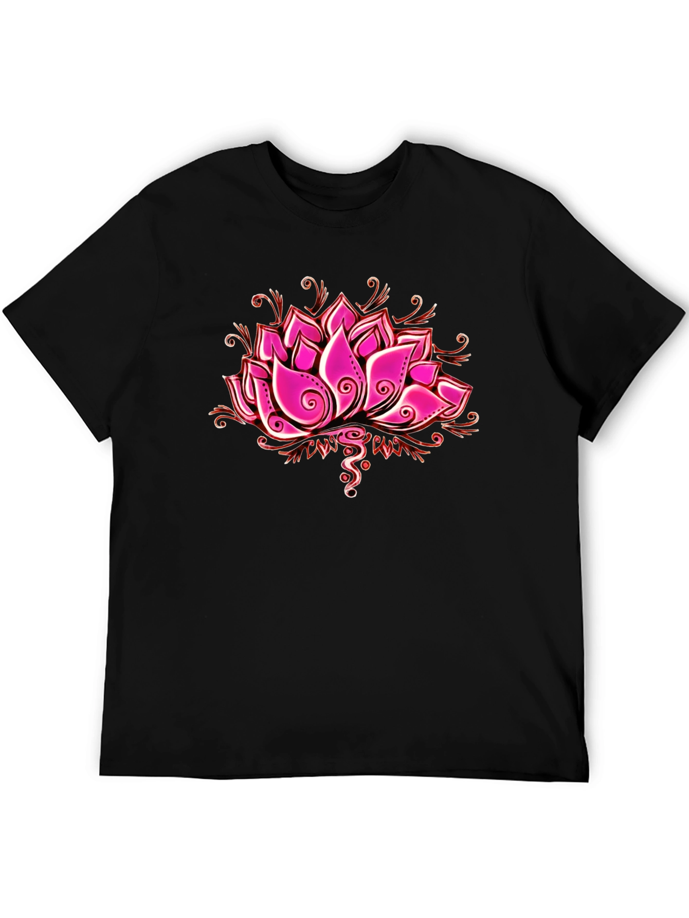 Black Lotus Flower Graphic T-Shirt view 5