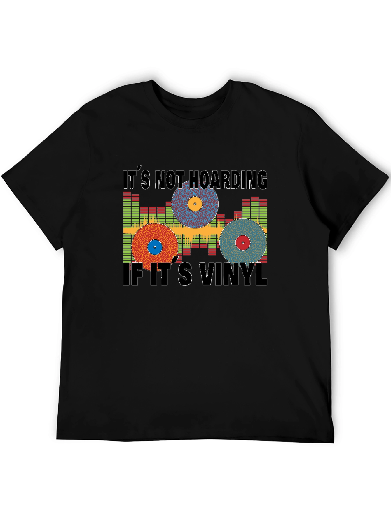 Black It's Not Hoarding if It's Vinyl Black T-Shirt view 5