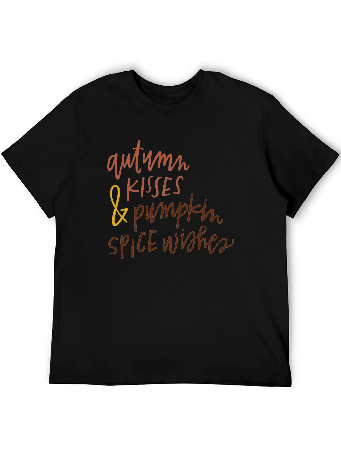 Black Autumn Kisses & Pumpkin Spice Wishes T-Shirt view 5