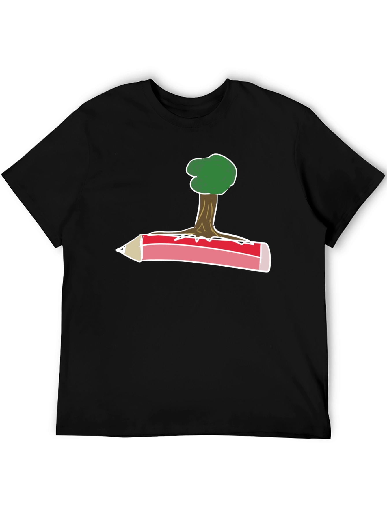 Black Tree & Pencil T-Shirt - Nature Inspired Tee view 5