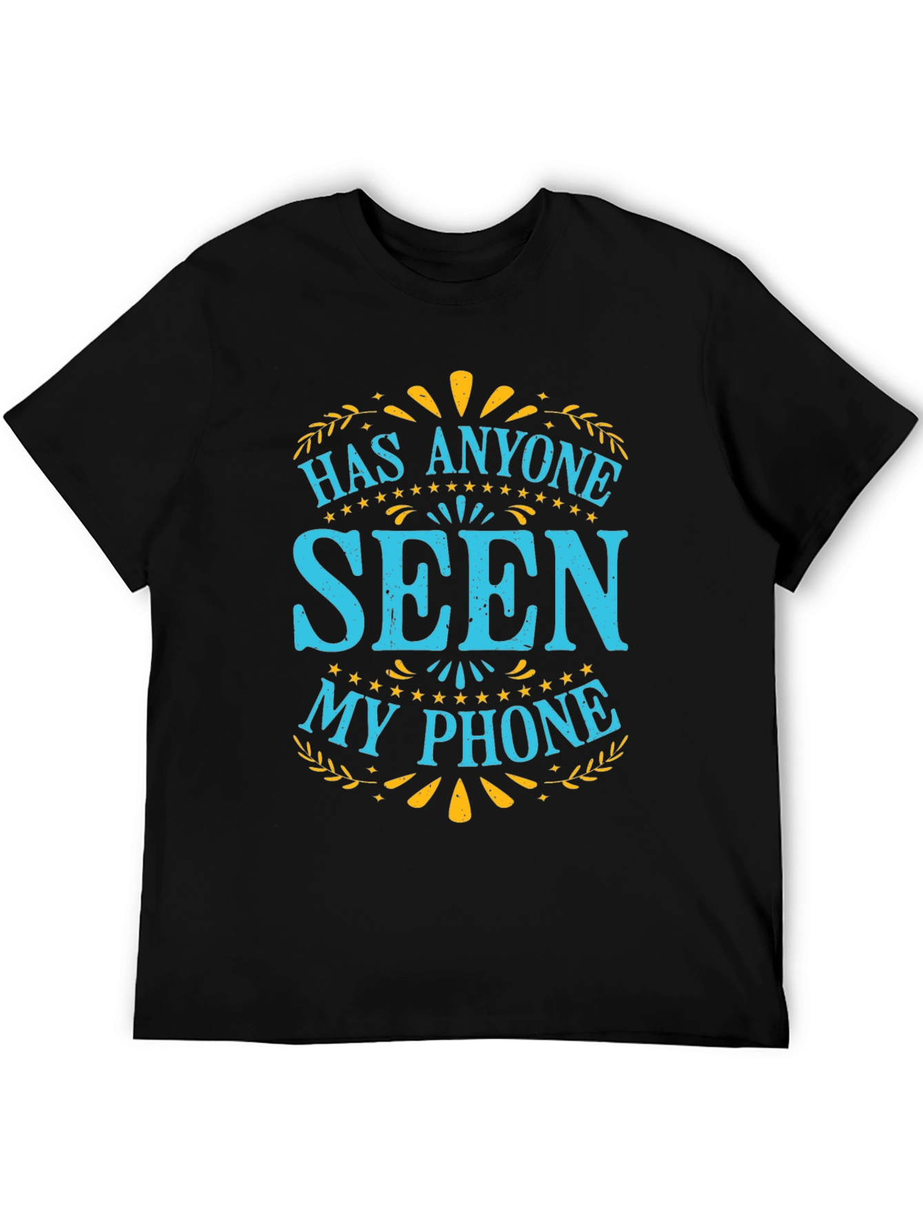 Black Funny Lost Phone Graphic Tee view 5