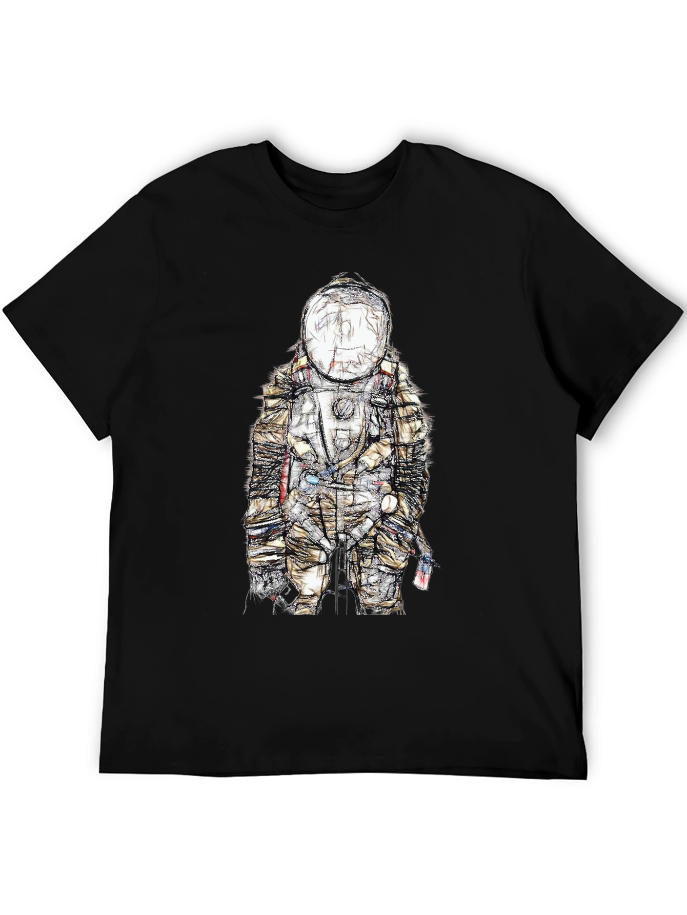 Black Astronaut Sketch Graphic Tee - Black view 5