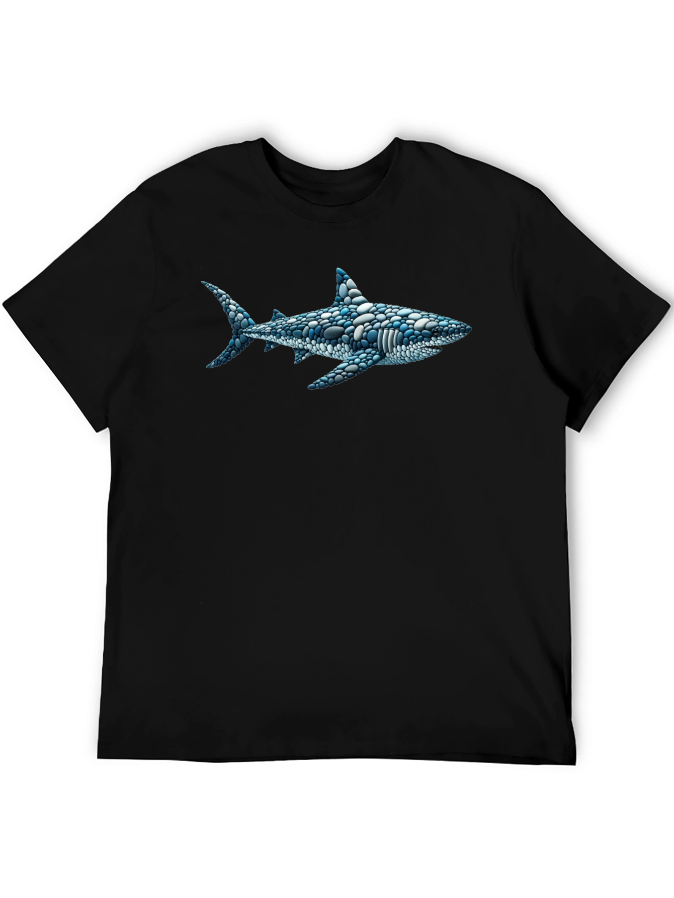Black Shark Pebble Art Men's Black T-Shirt view 5