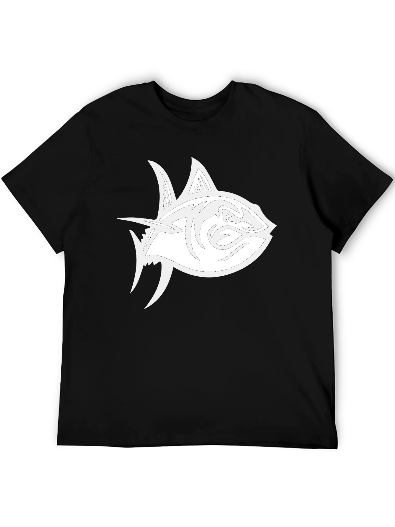 Black Black T-Shirt with White Tuna Fish Graphic view 5