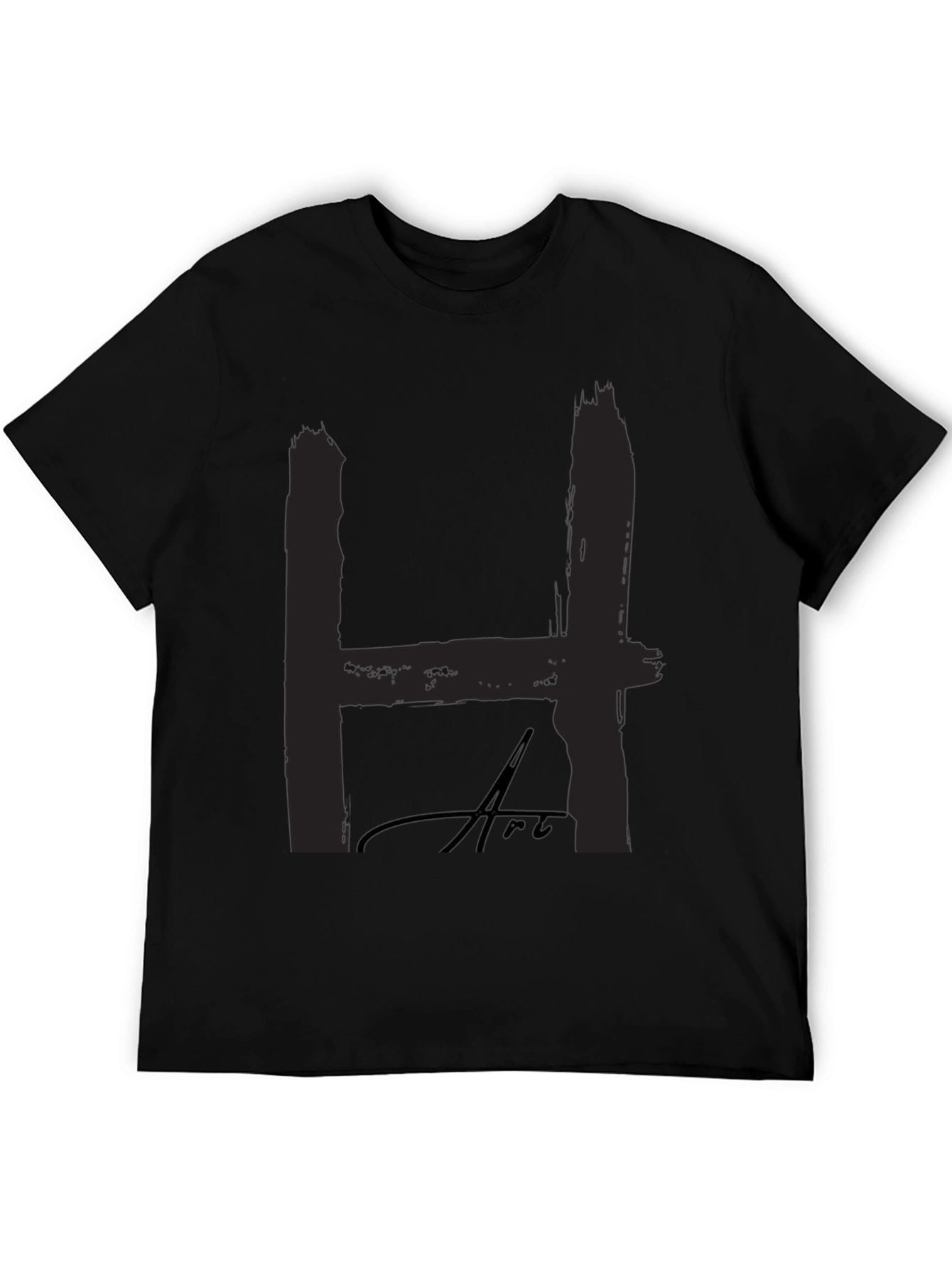Black Bold "H" Art Black T-Shirt: Statement Style view 5