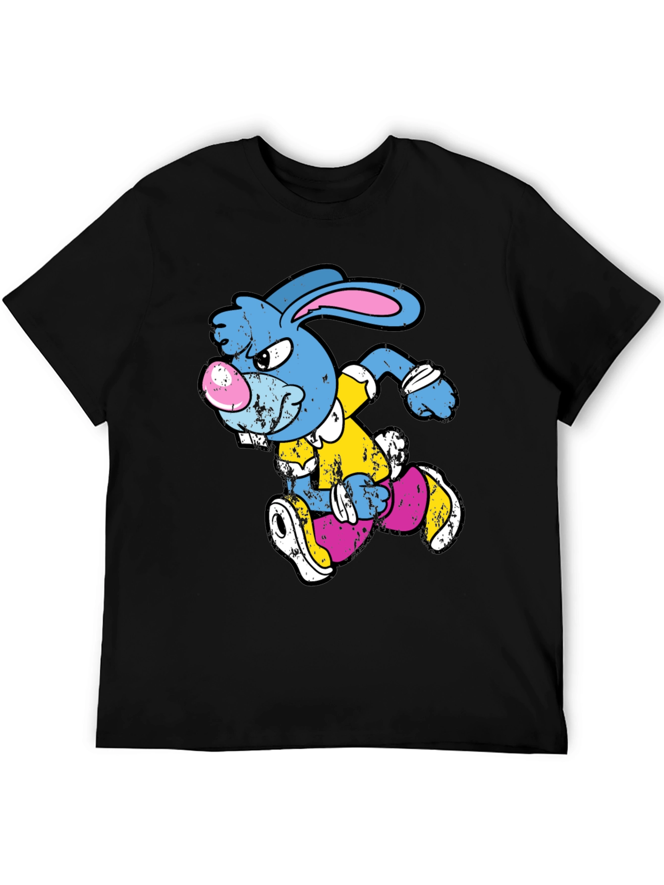 Black Running Rabbit Graphic T-Shirt - Black Cotton Tee view 5