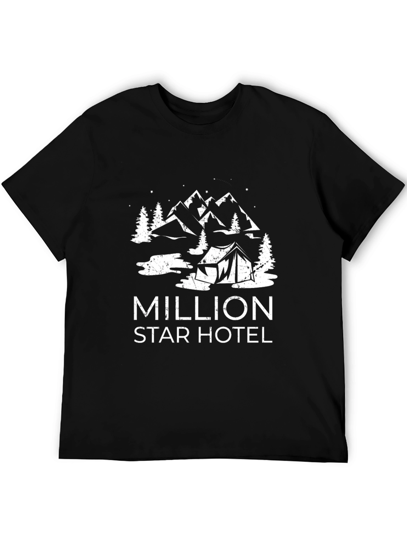 Black Million Star Hotel Camping Graphic Tee - Black view 5