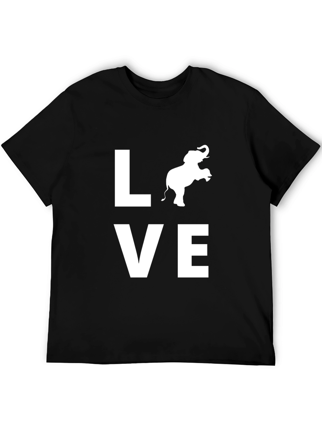Black Love Elephant Graphic Black T-Shirt view 5