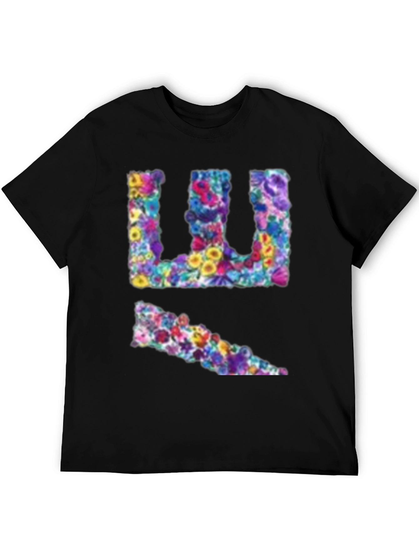 Black Floral Initial T-Shirt - Stylish Custom Tee view 5