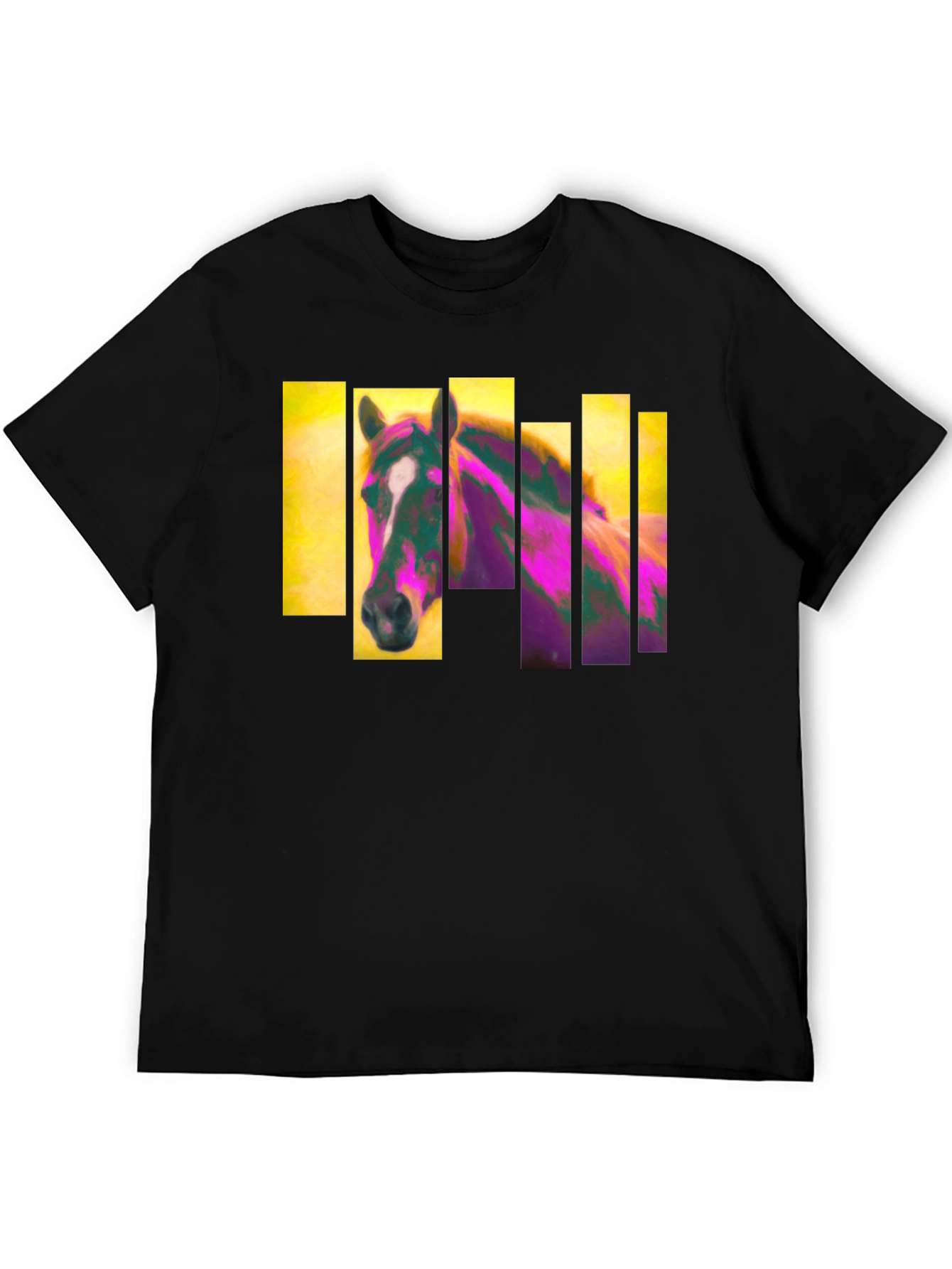 Black Abstract Horse Graphic Black T-Shirt view 5