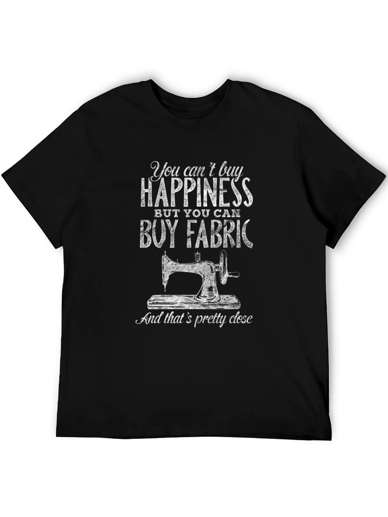 Black Happiness Fabric Sewing T-Shirt view 5
