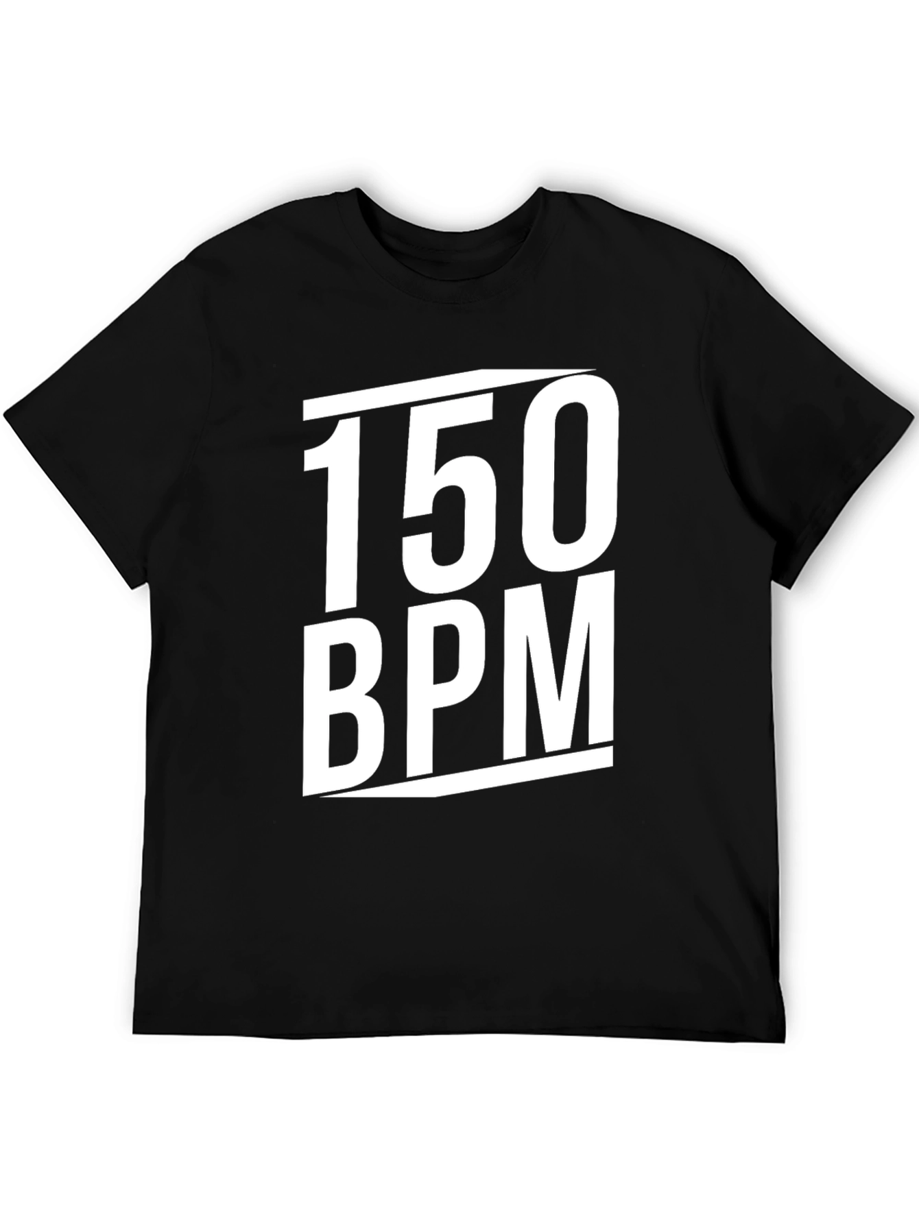 Black 150 BPM Graphic T-Shirt - Black Crew Neck view 5