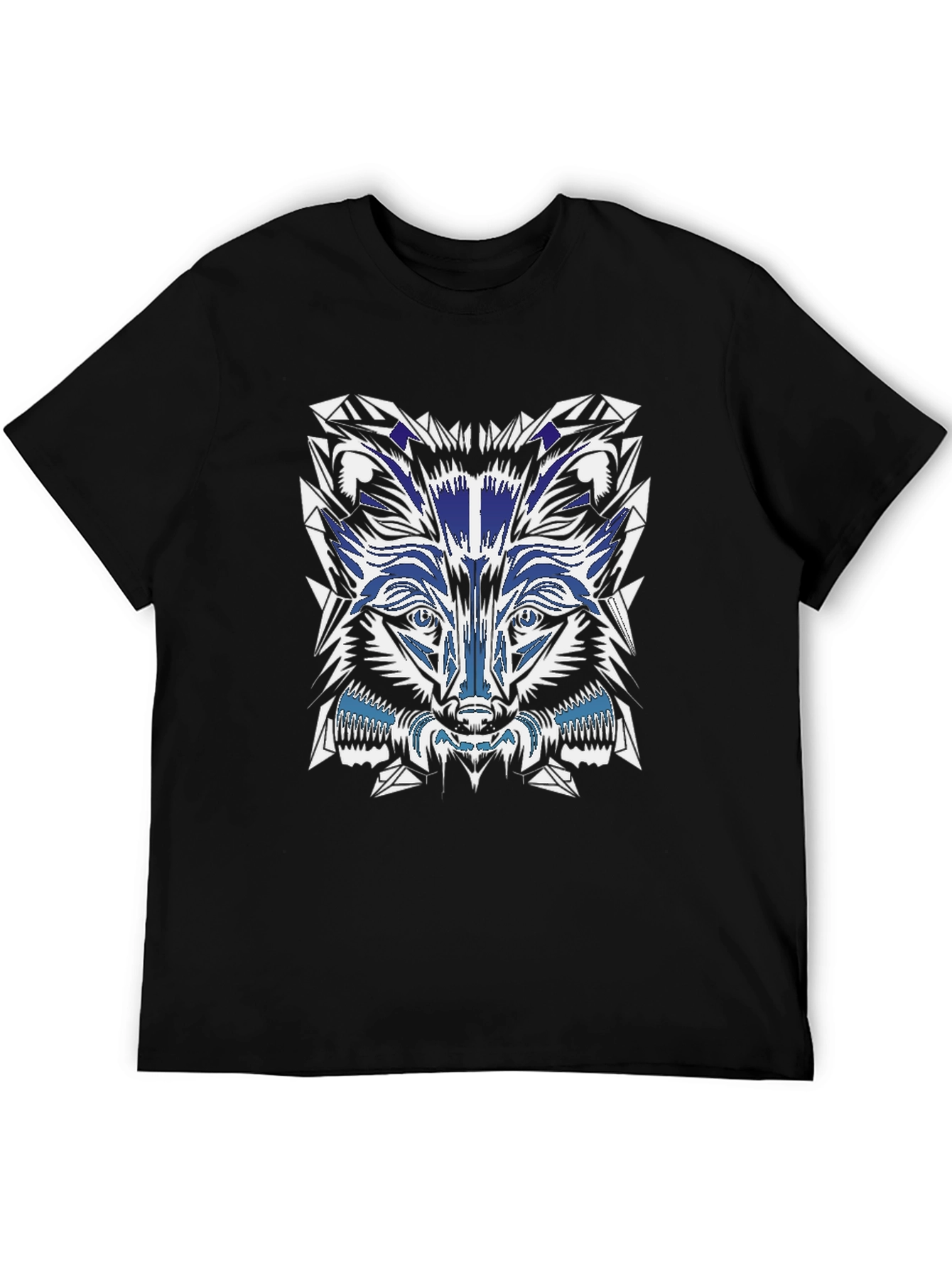 Black Abstract Wolf Graphic Black T-Shirt view 5