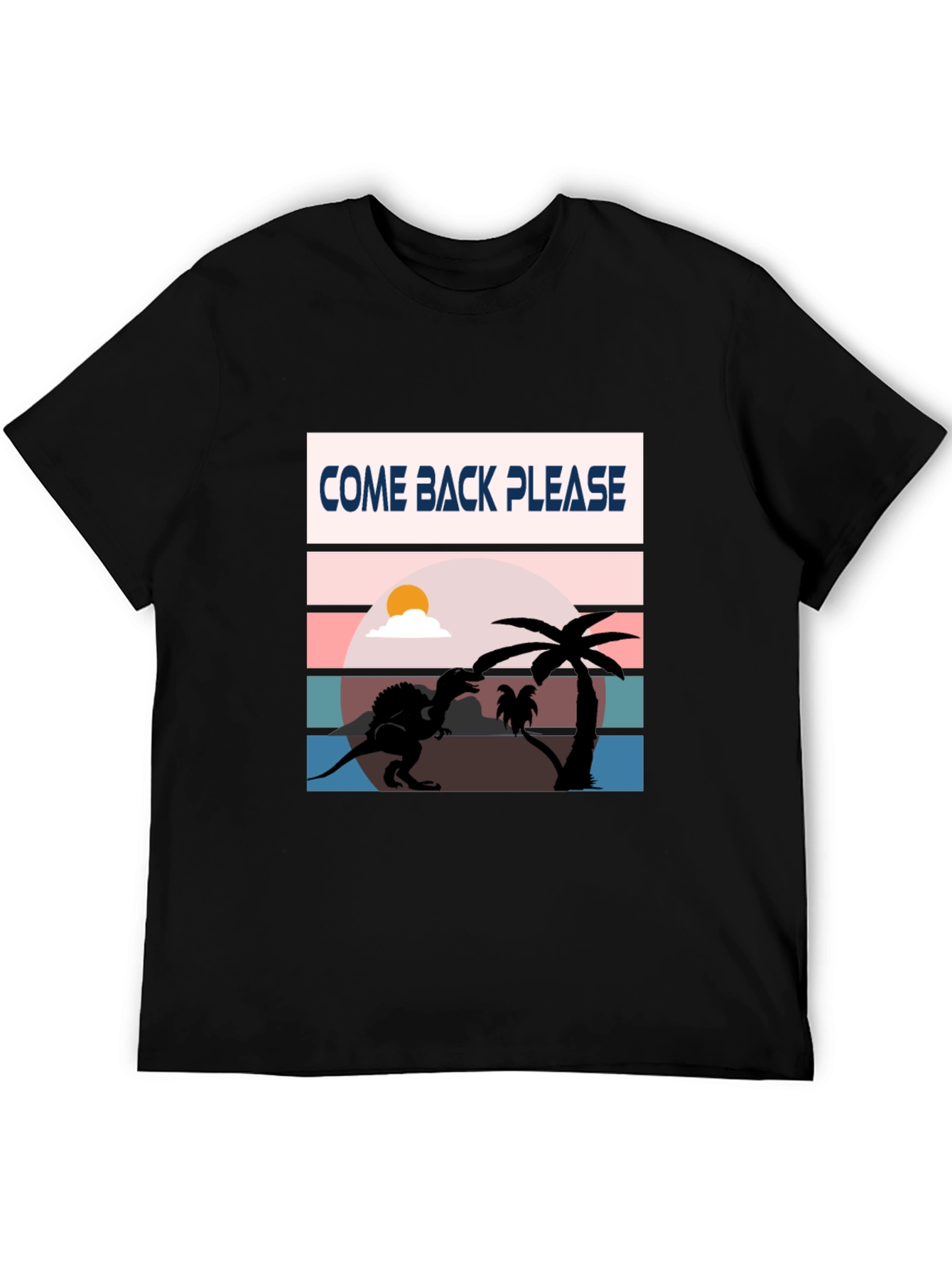 Black Come Back Please Dinosaur Graphic T-Shirt view 5