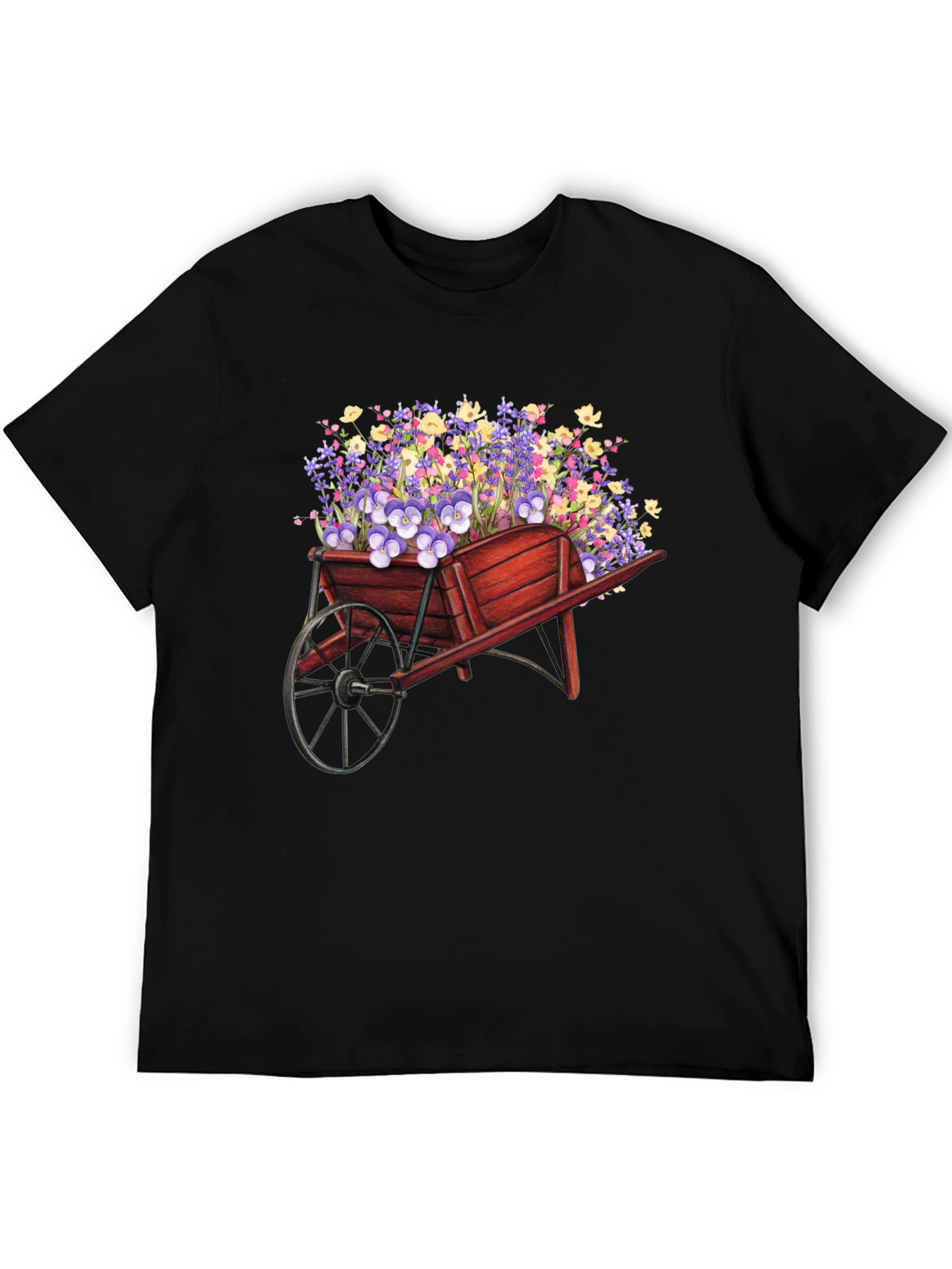 Black Floral Wheelbarrow Graphic Tee view 5