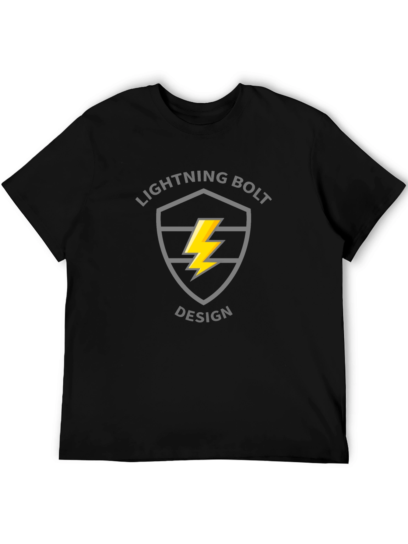Black Lightning Bolt Design Black T-Shirt view 5