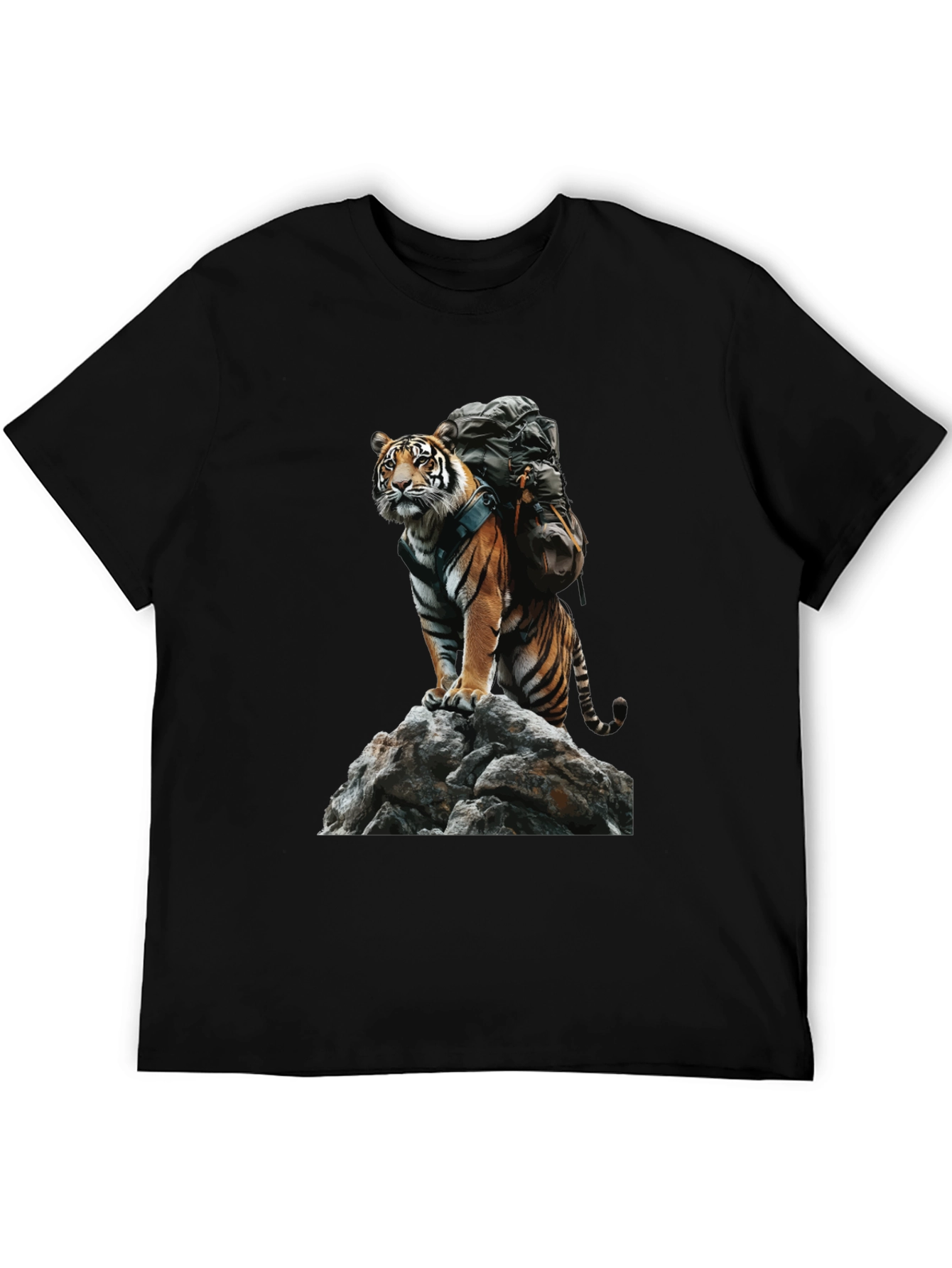 Black Tiger on Rock Graphic Tee view 5