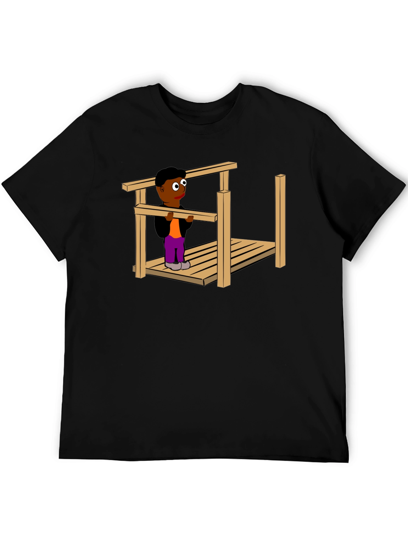 Black Optical Illusion Construction Man Black T-Shirt view 5