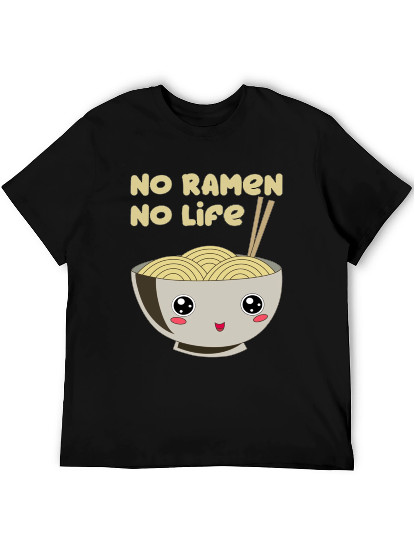 Black No Ramen No Life Black T-Shirt view 5