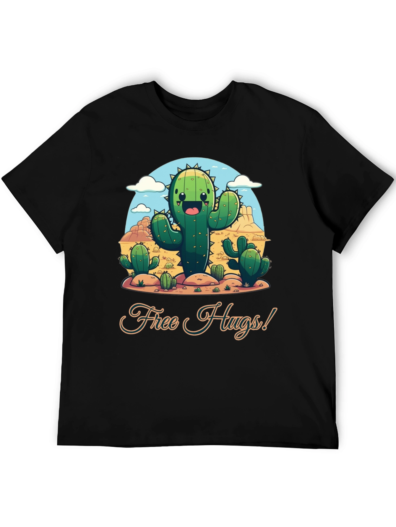 Black Free Hugs Cactus T-Shirt - Desert Fun! view 5