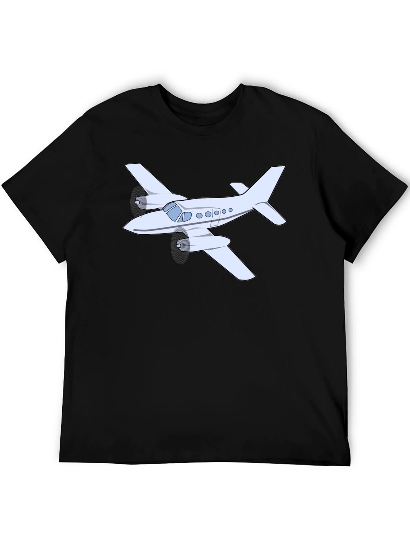 Black Airplane Graphic T-Shirt - Black Crew Neck Tee view 5