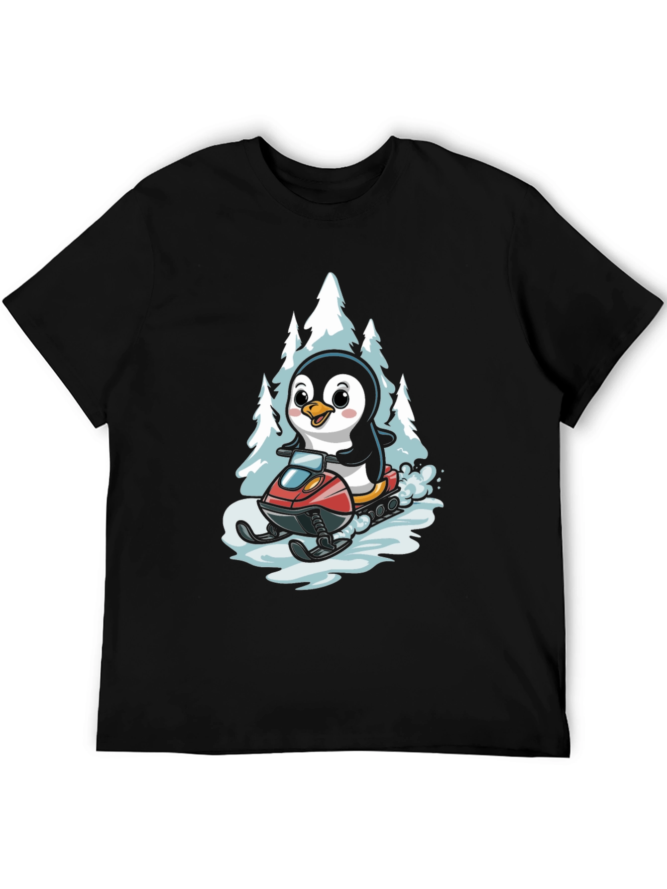 Black Penguin Snowmobile T-Shirt - Black Graphic Tee view 5