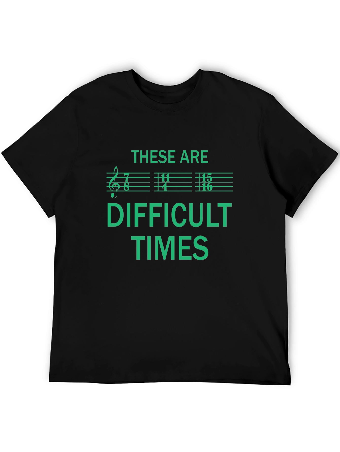 Black Difficult Times Music Note T-Shirt view 5