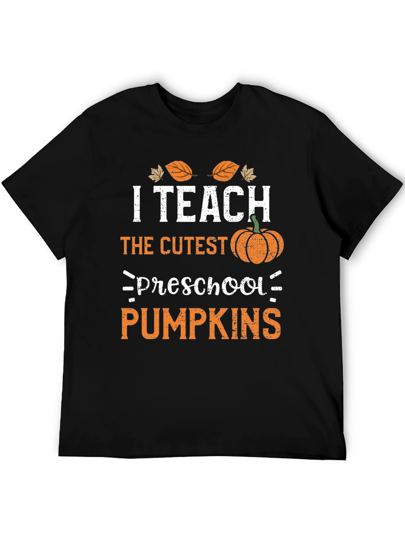 Black I Teach Preschool Pumpkins Teacher T-Shirt view 5