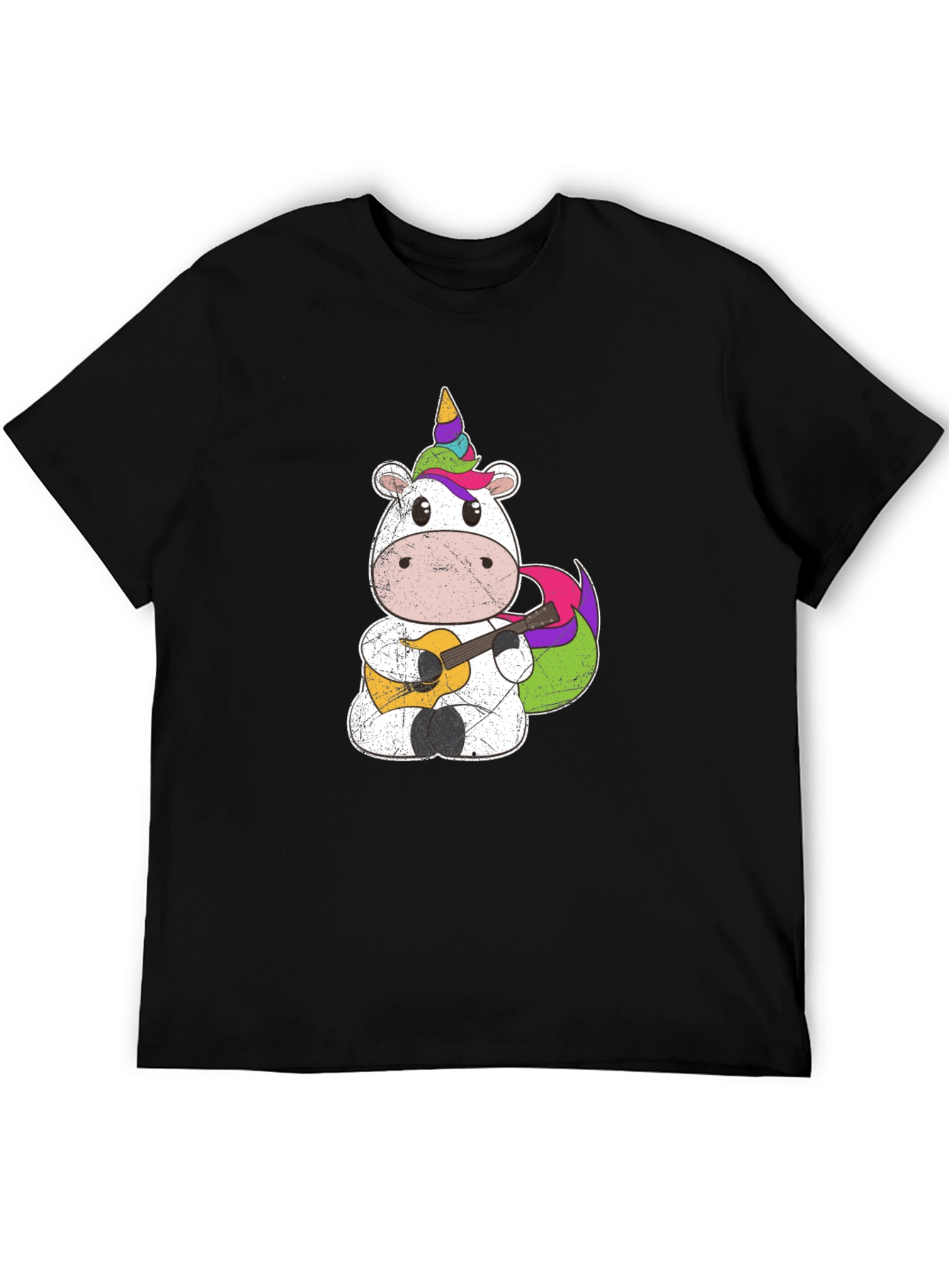 Unicorn Guitarist Graphic Tee - Men's Black T-Shirt - 5