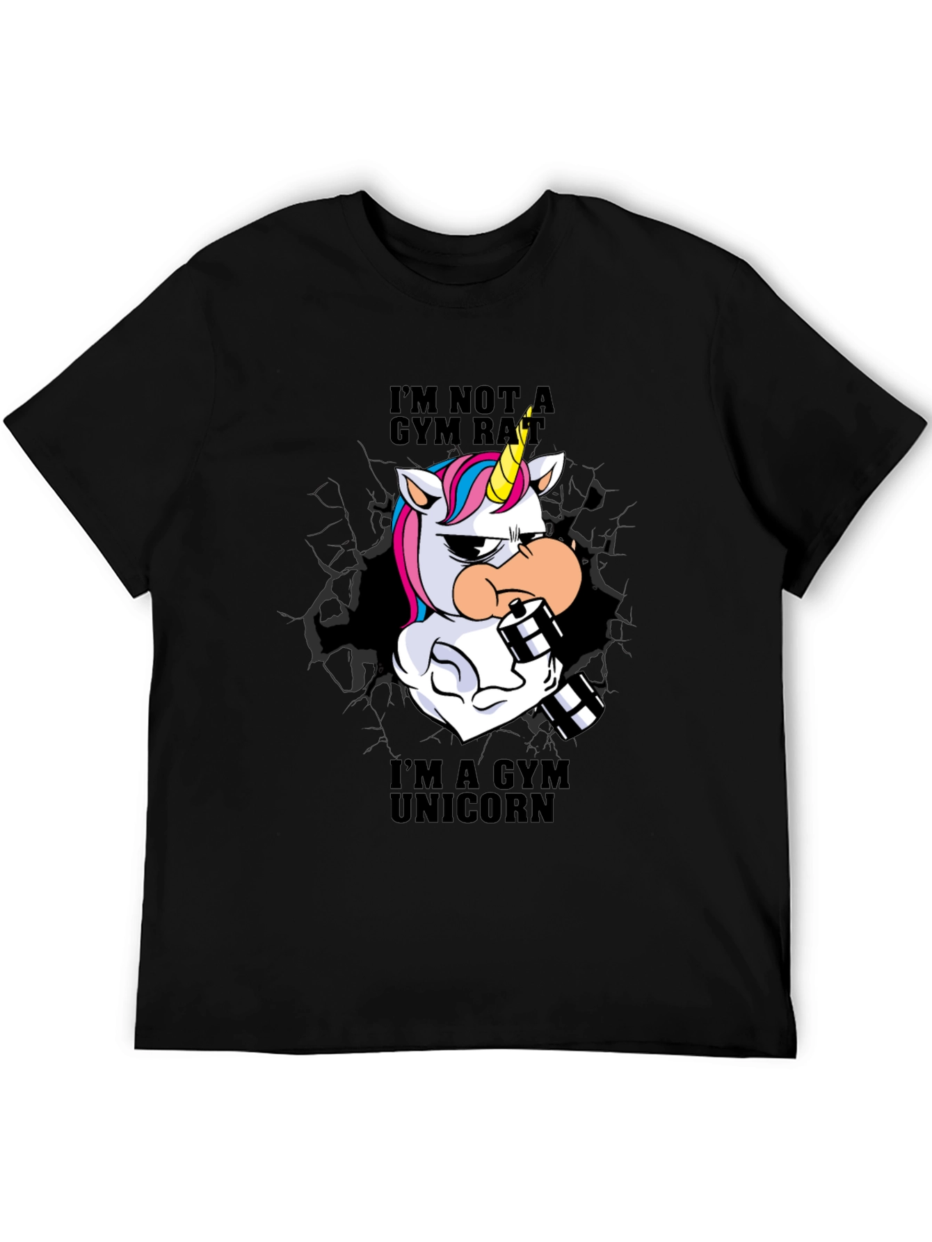 Black Gym Unicorn T-Shirt - Workout Apparel view 5