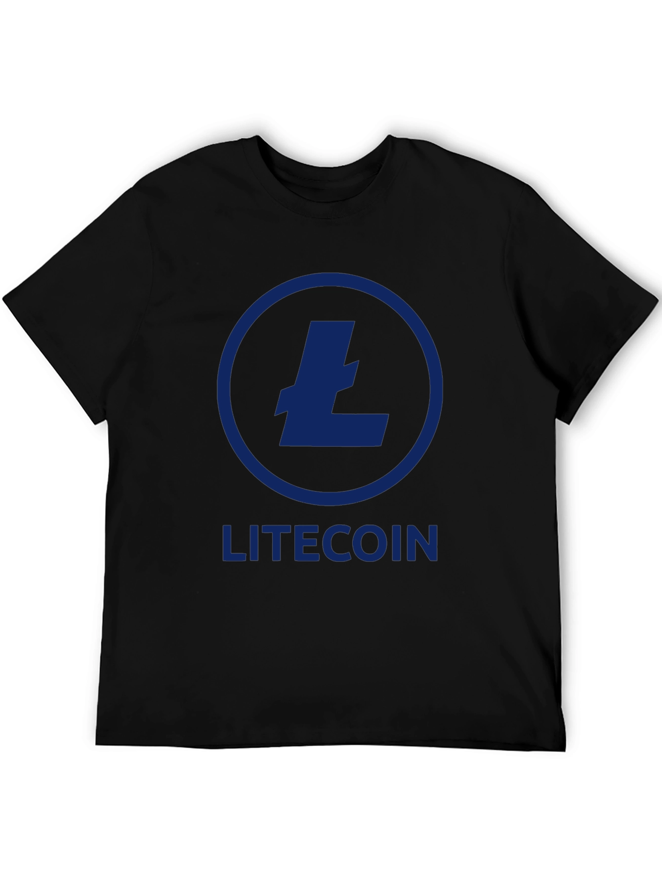 Black Litecoin Crypto T-Shirt - Black, Round Neck, Short Sleeve view 5